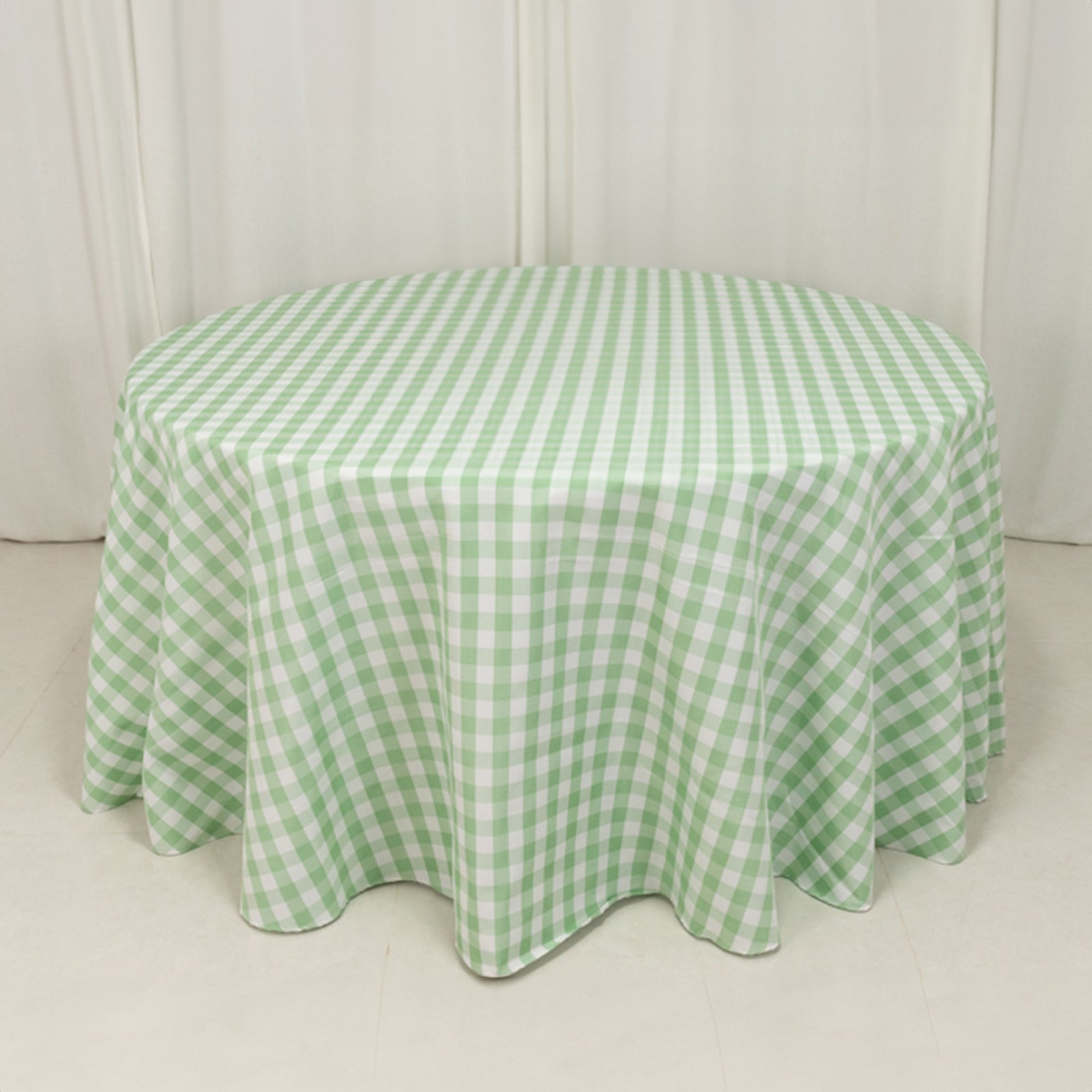 Polyester 120 Round Tablecloth White/Sage Green Seamless - Checkered Buffalo Plaid Table Cover