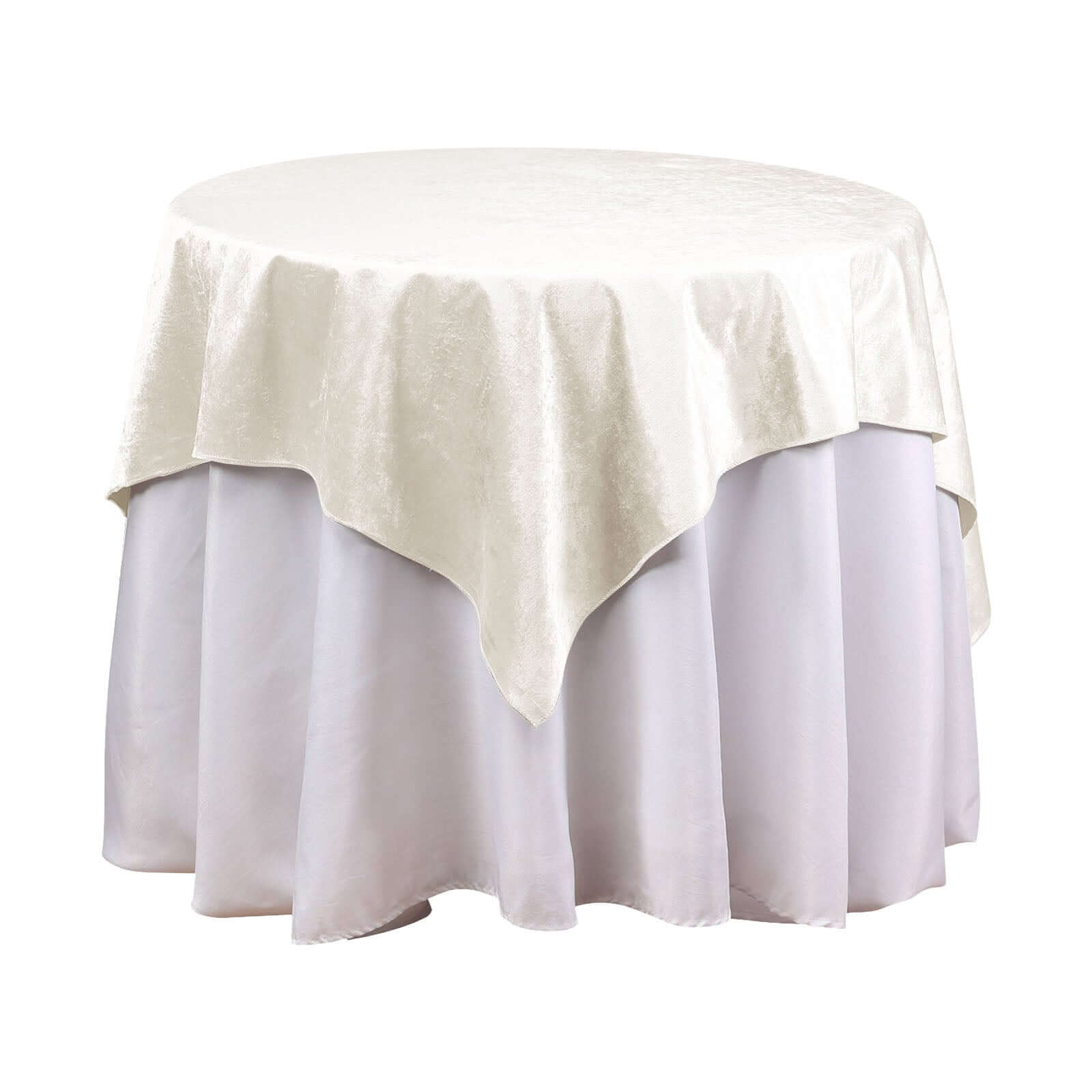 Premium Velvet 54x54 Square Table Overlay Square Tablecloth Ivory - Exquisite Soft Textured Feel Reusable Table Cover