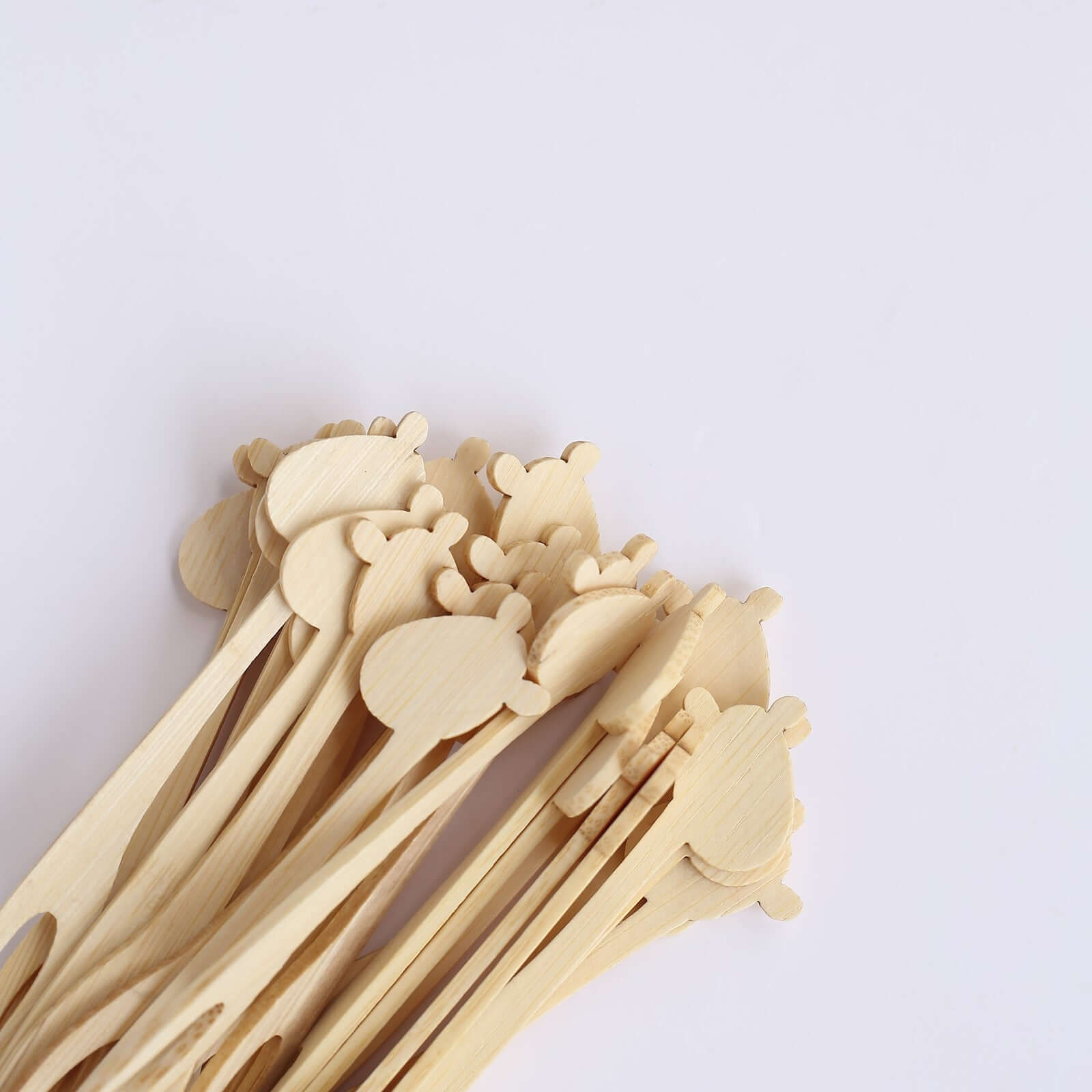 100-Pack Bamboo Cocktail Picks Giraffe Mini Forks Double Pronged Design Natural - Biodegradable Eco Friendly Party Supplies 4