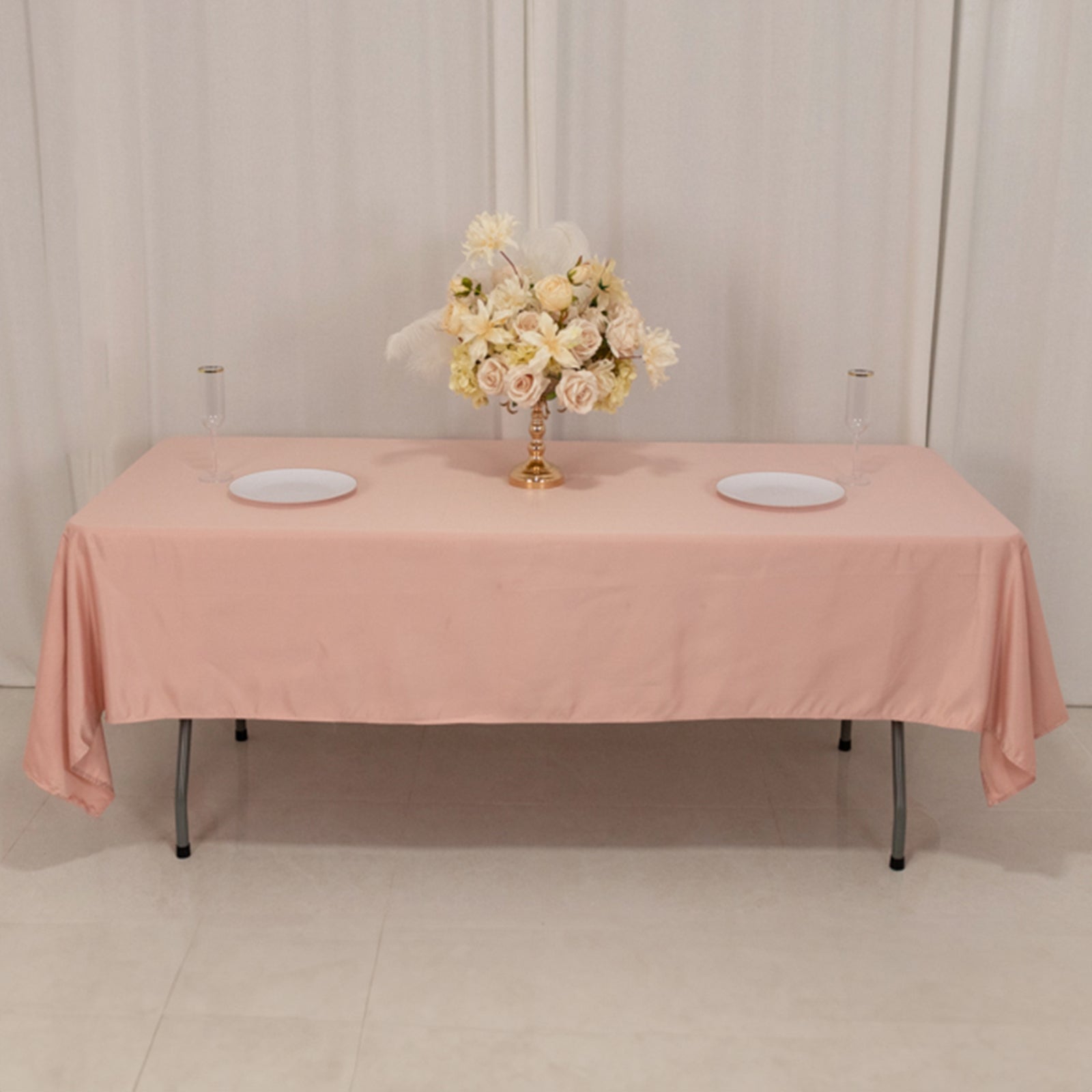 Lamour Satin 60x102 Rectangle Tablecloth Dusty Rose - Durable & Silky Soft Feel Table Cover