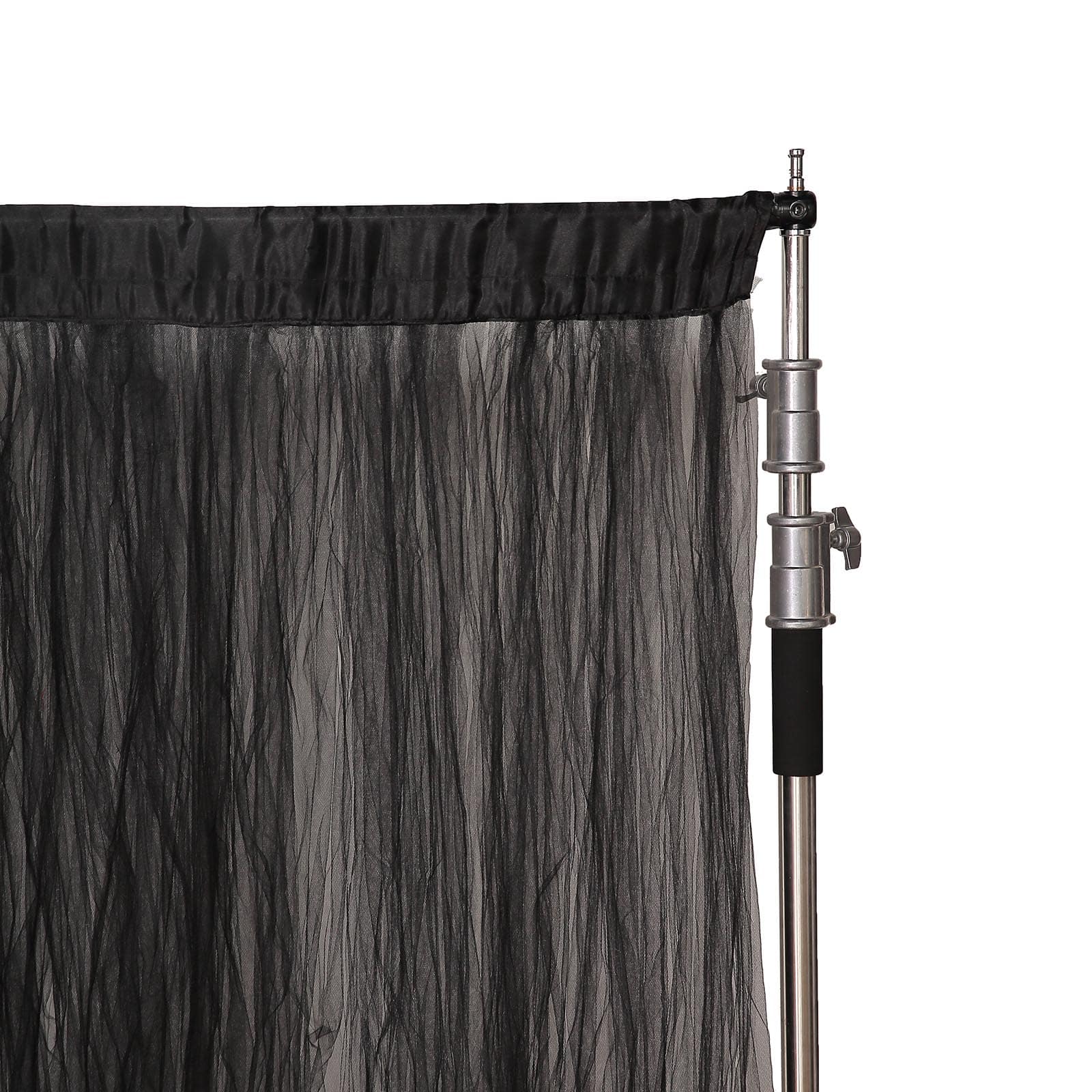 5ftx10ft Black Dual Sided Sheer Tulle Event Curtain Drapes With Satin Header, Rod Ready Backdrop Event Panel