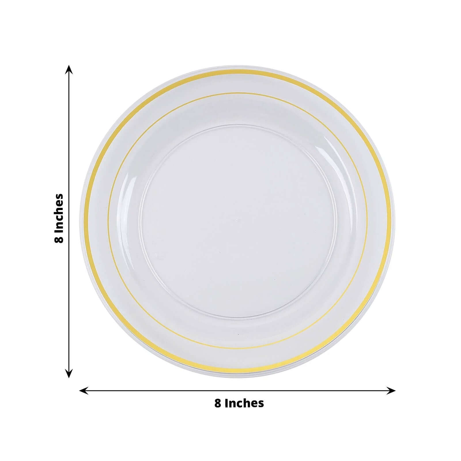 10-Pack Plastic Dessert Plates Clear with Très Chic Gold Rim - Disposable Plates for Parties 8