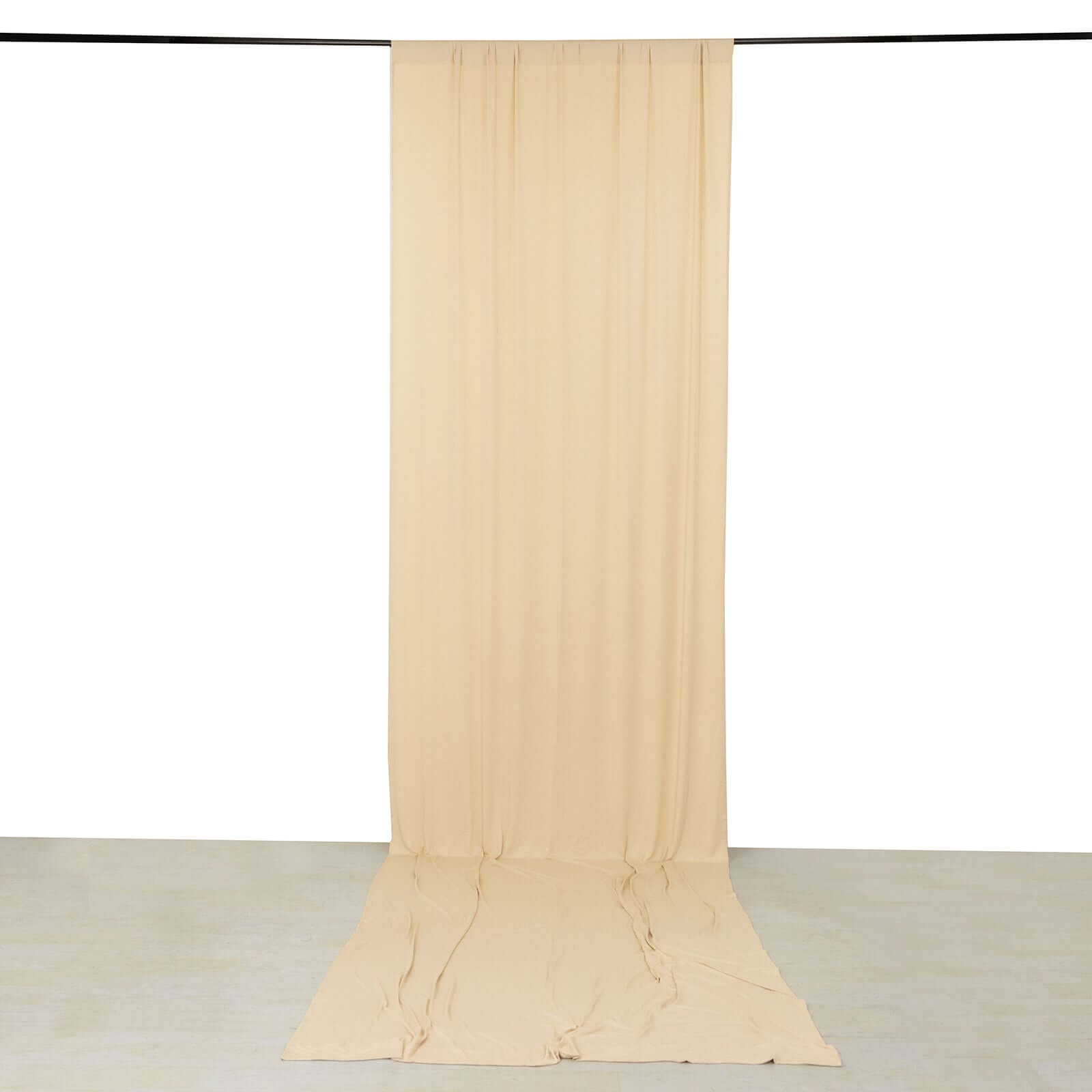 Beige 4-Way Stretch Spandex Event Curtain Drapes, Wrinkle Free Backdrop Event Panel with Rod Pockets - 5ftx16ft