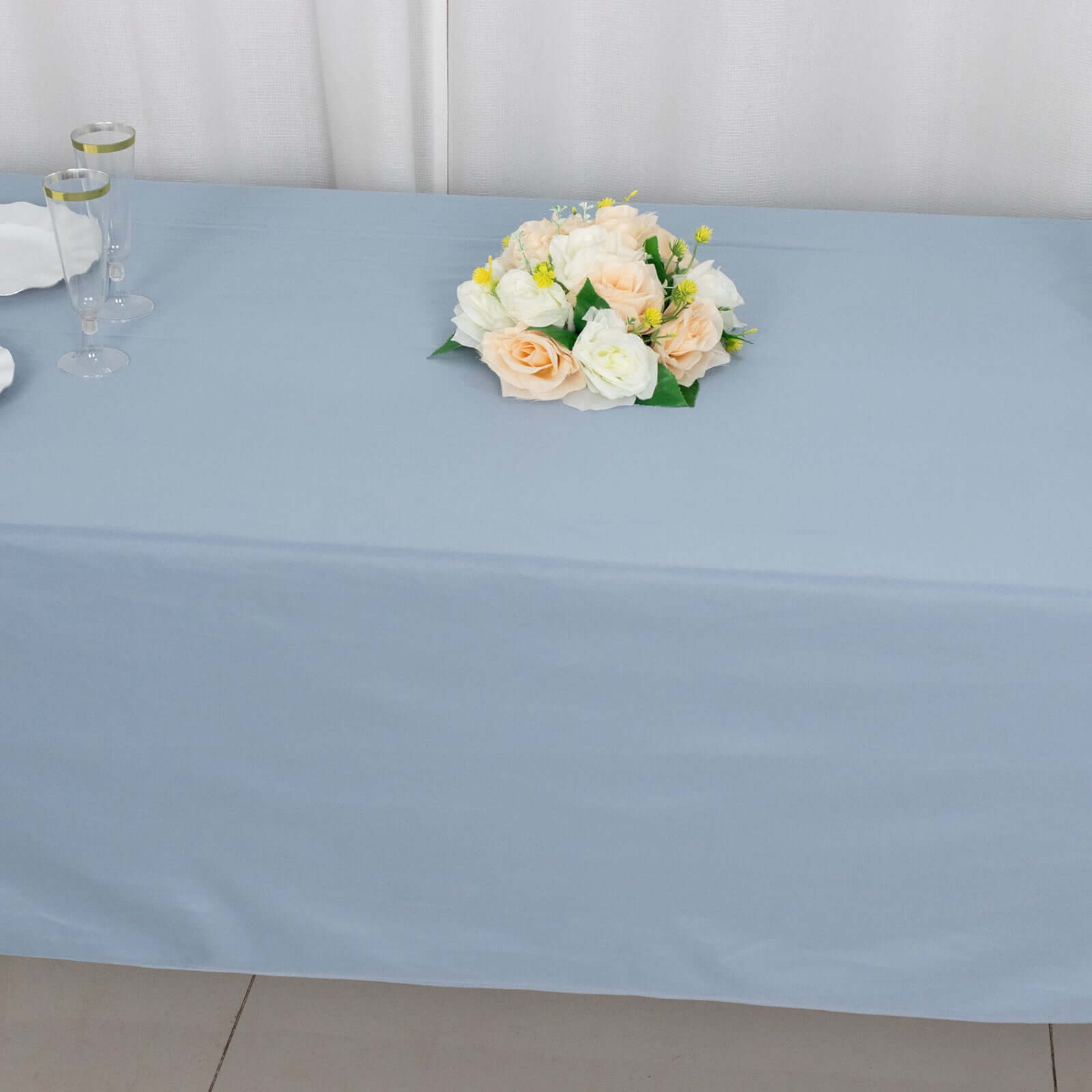 Premium Scuba Rectangular 60x102 Tablecloth Dusty Blue - Wrinkle Free & Stain Resistant Table Cover