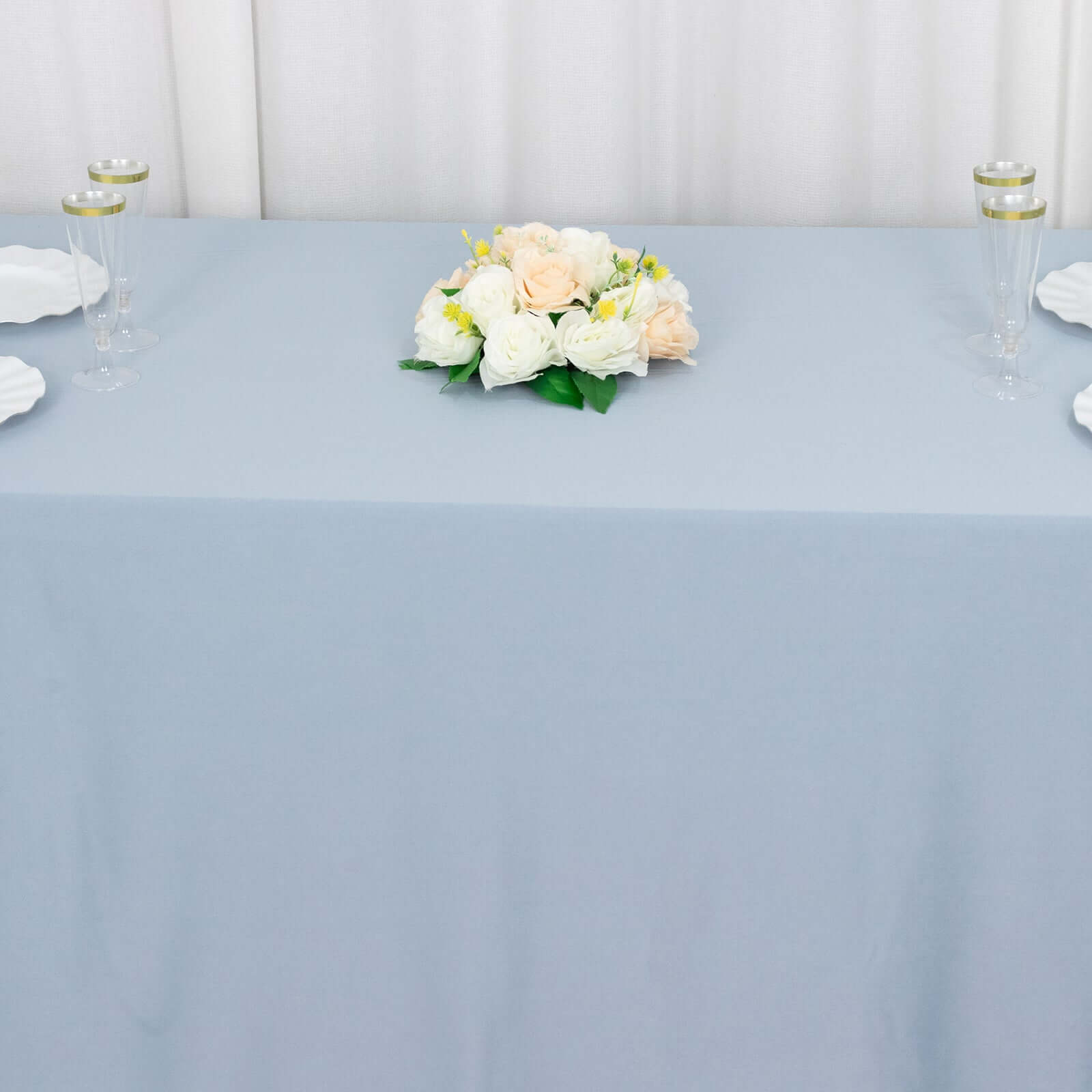 Premium Scuba Rectangular 90x156 Tablecloth Dusty Blue - Wrinkle Free, Stain Resistant & Seamless Table Cover