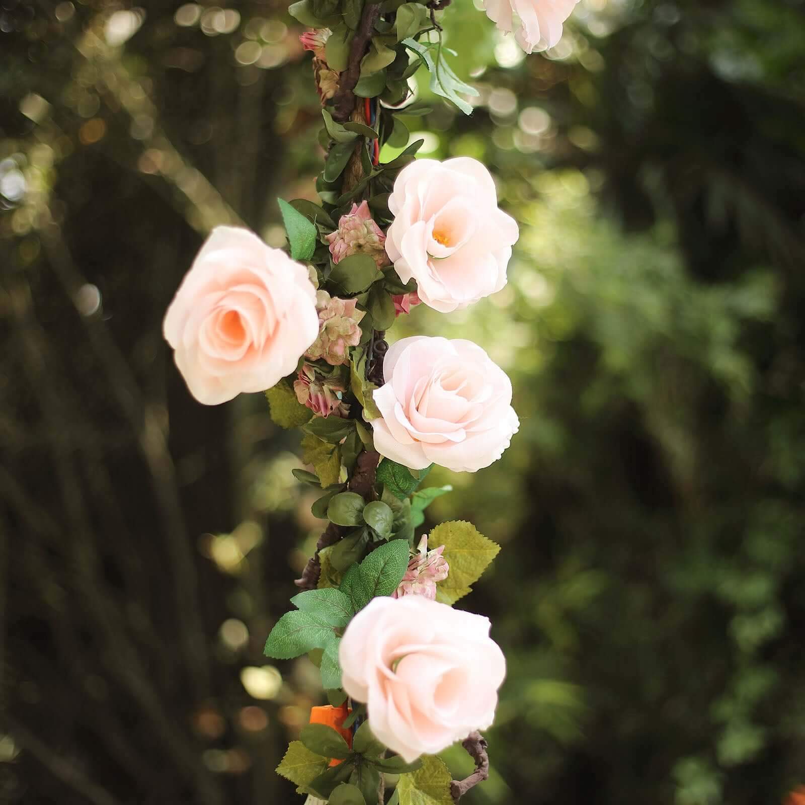 6ft Blush Artificial Silk Rose Hanging Flower Garland Vine