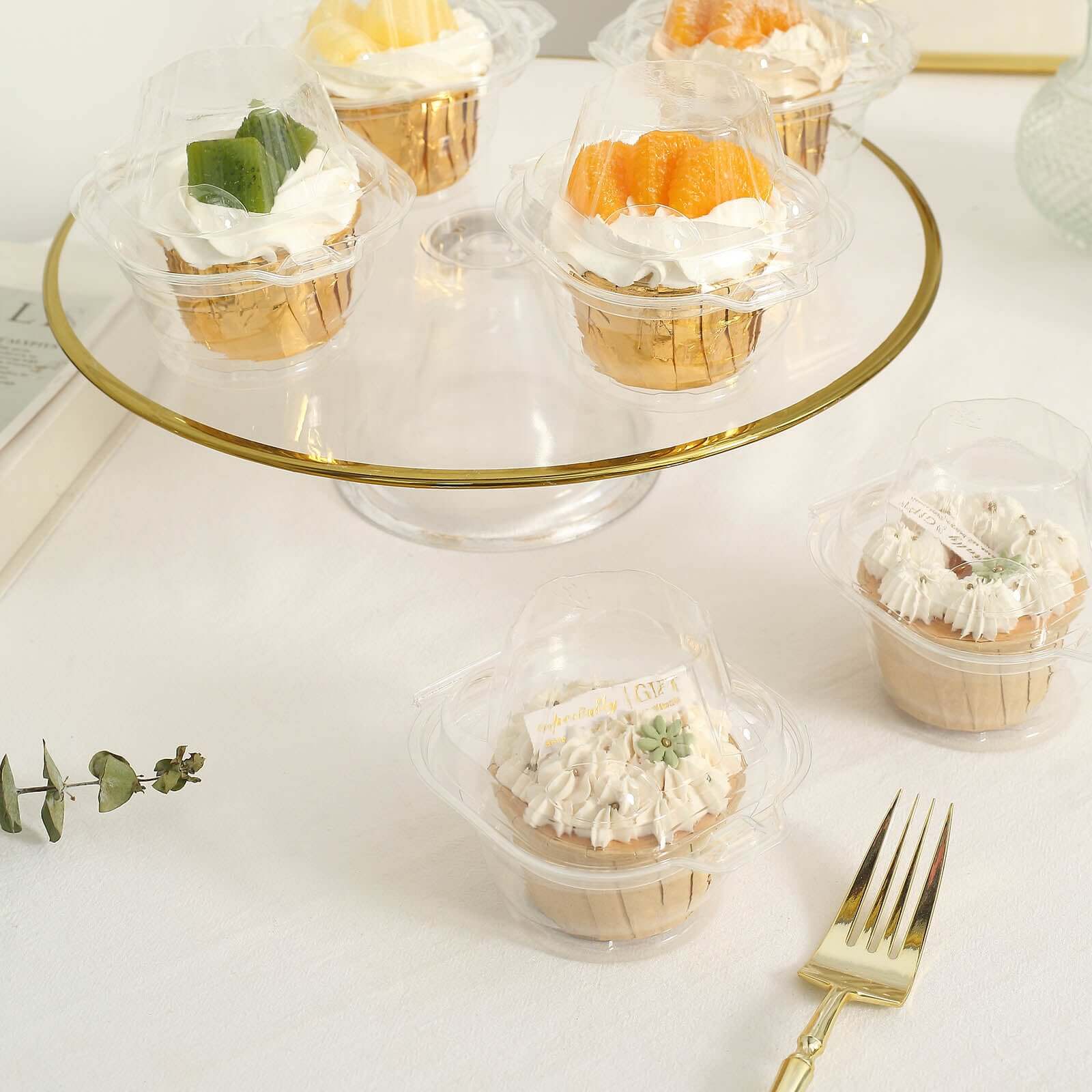 25-Pack Plastic Cupcake Container Boxes Clear - Single Clamshell-Packaging with Stackable Dome Lid for Events & Bakeries 4