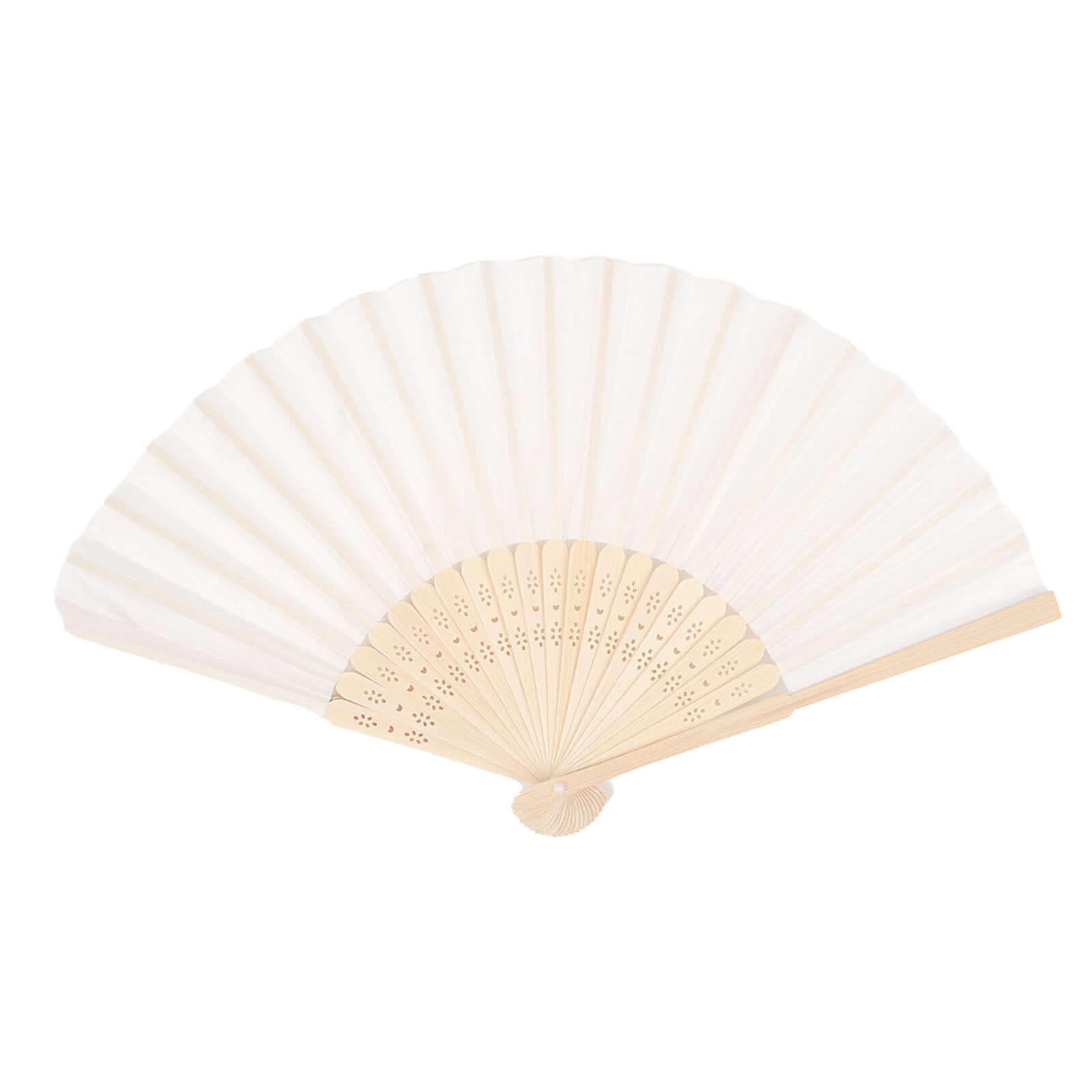 5 Pack White Asian Silk Folding Fans Party Favors, Oriental Folding Fan Favors