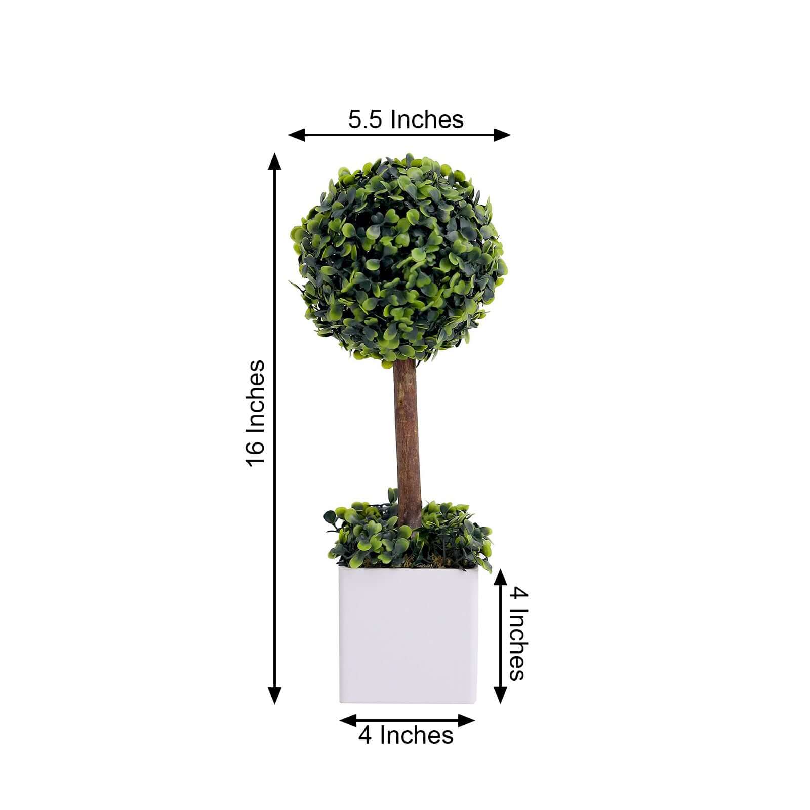 16 Green Artificial Boxwood Topiary Ball Tree In White Planter Pot