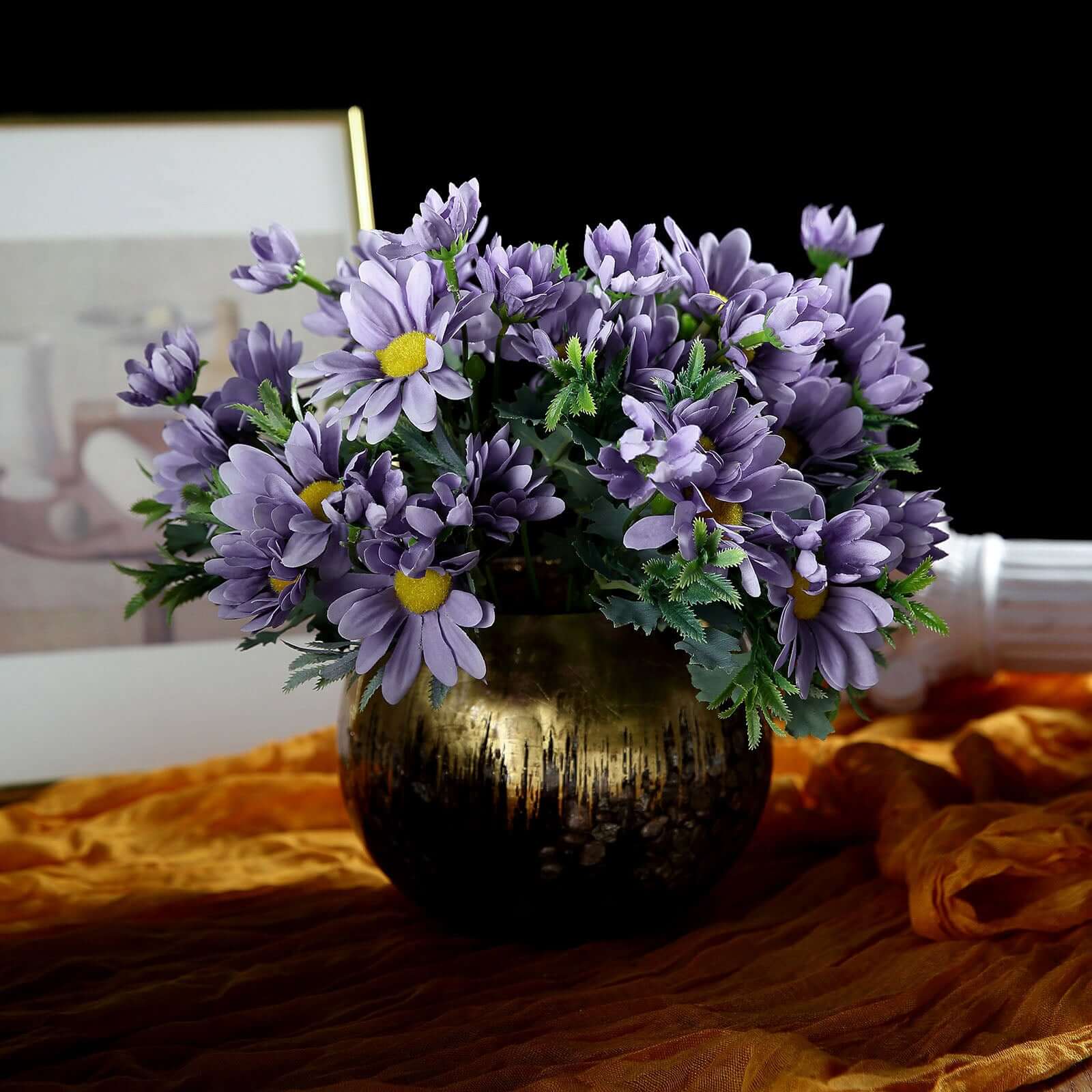 4 Bushes 11 Lavender Lilac Artificial Silk Daisy Flower Bouquet Branches