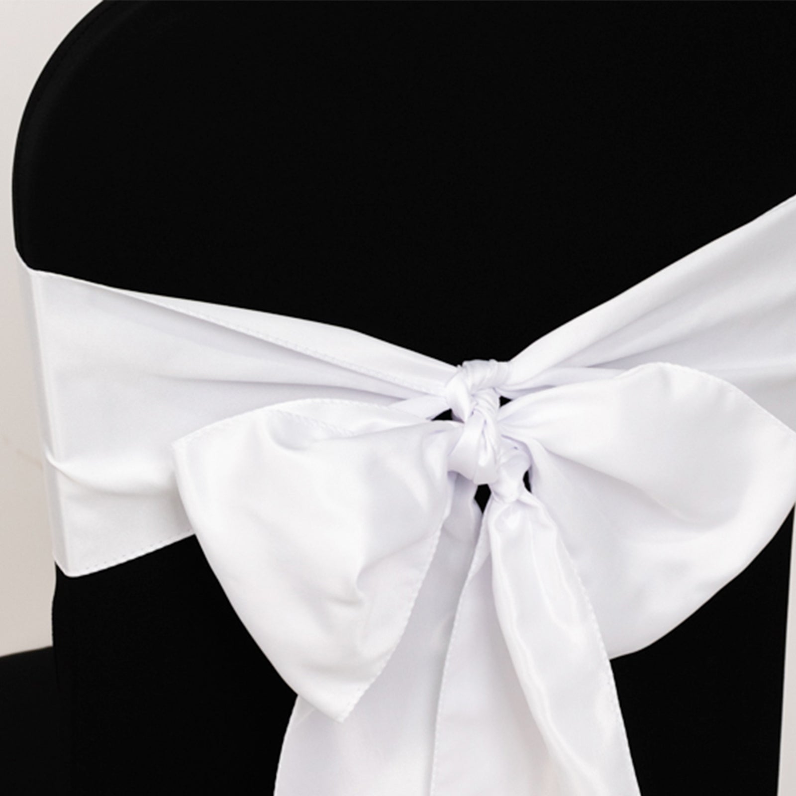 5 Pack Lamour Satin 6x106 Chair Sashes White - Stylish Reusable Decorative Bows for Weddings & Gatherings