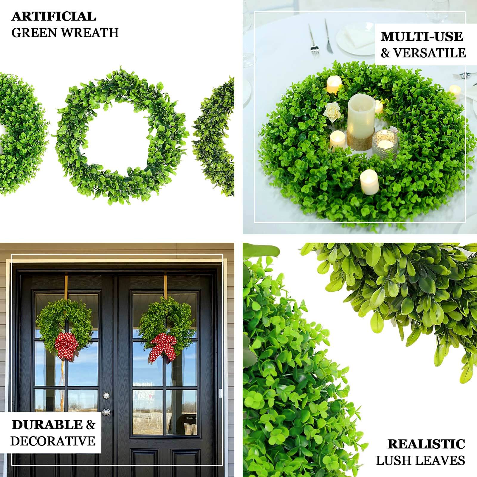 2 Pack 21 Green Artificial Lifelike Jasmine Leaf Spring Wreaths