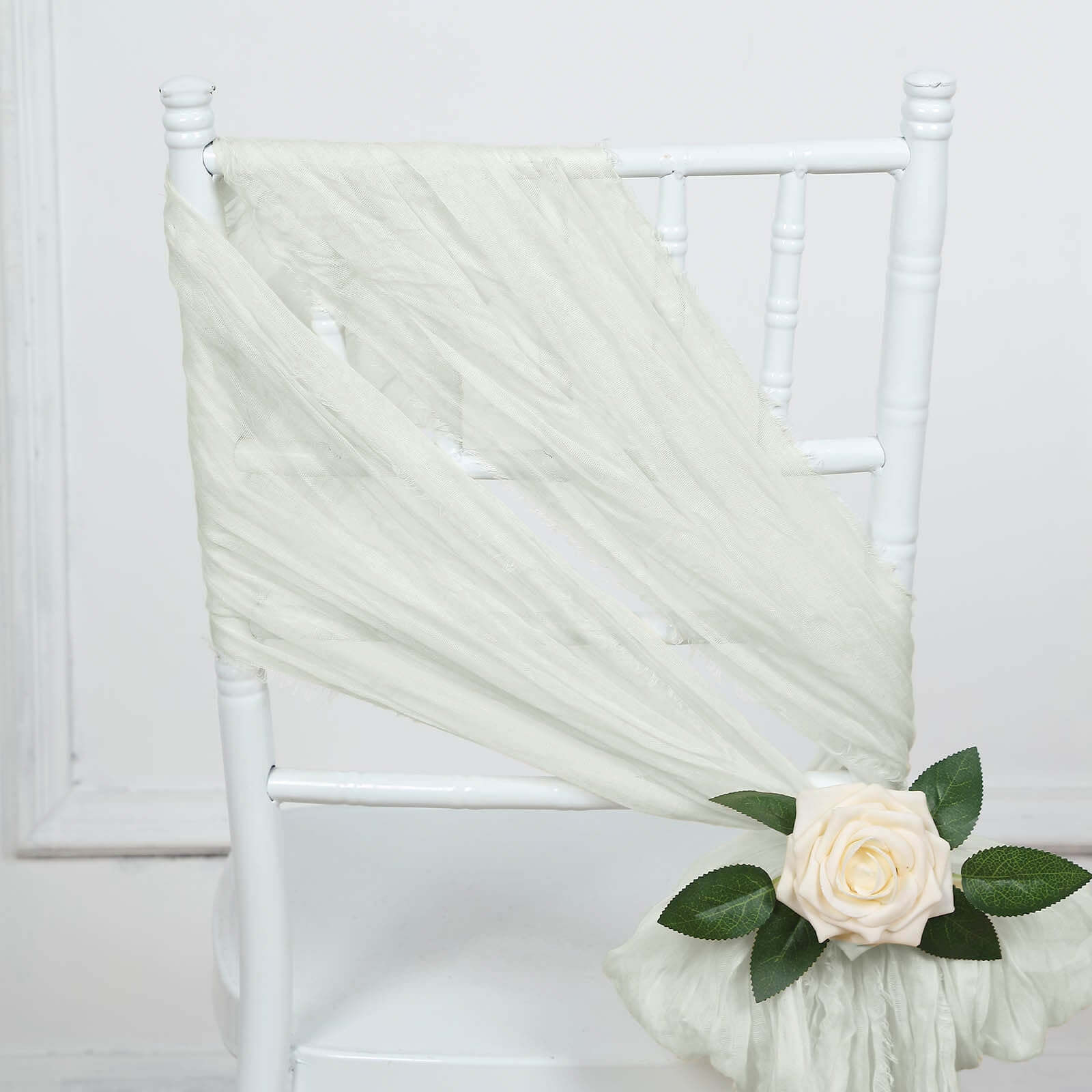 5 Pack Cheesecloth Gauze 16x88 Chair Sashes Ivory - Stylish Boho Decor for Weddings & Gatherings