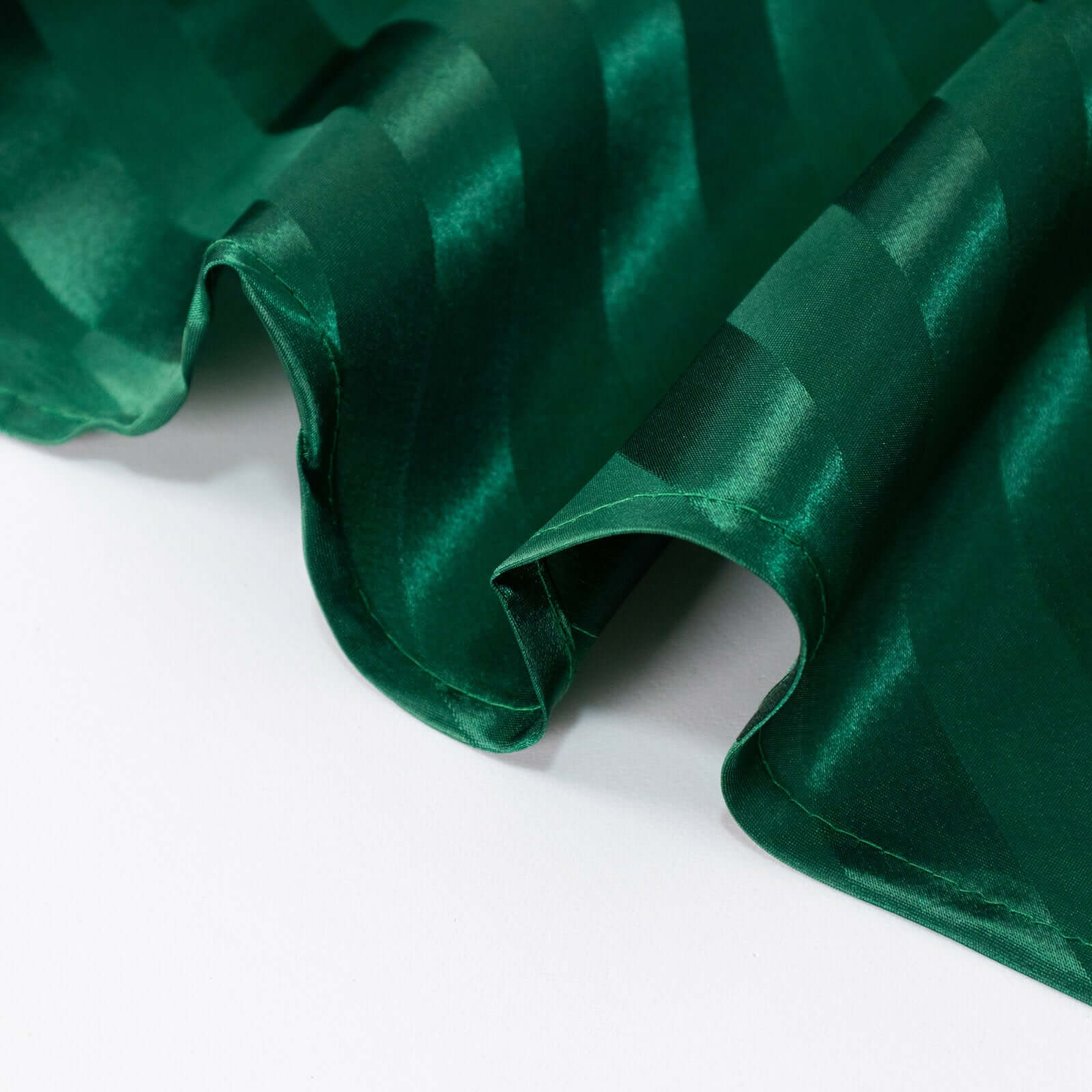 Satin Striped 90x132 Rectangular Tablecloth Hunter Emerald Green Satin Stripe - Seamless Silky Smooth Table Cover