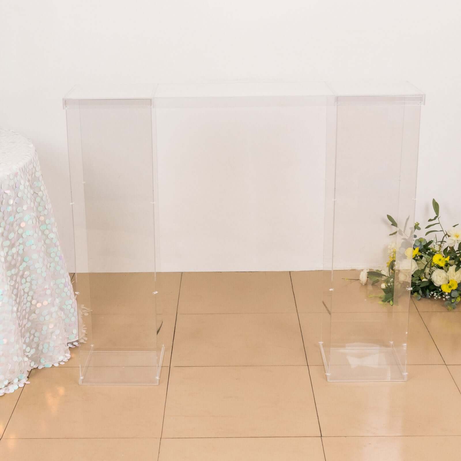 Acrylic Table Top Bridge Connector Rectangular Plate 46x12 Clear - Durable Design for Pedestal Stands