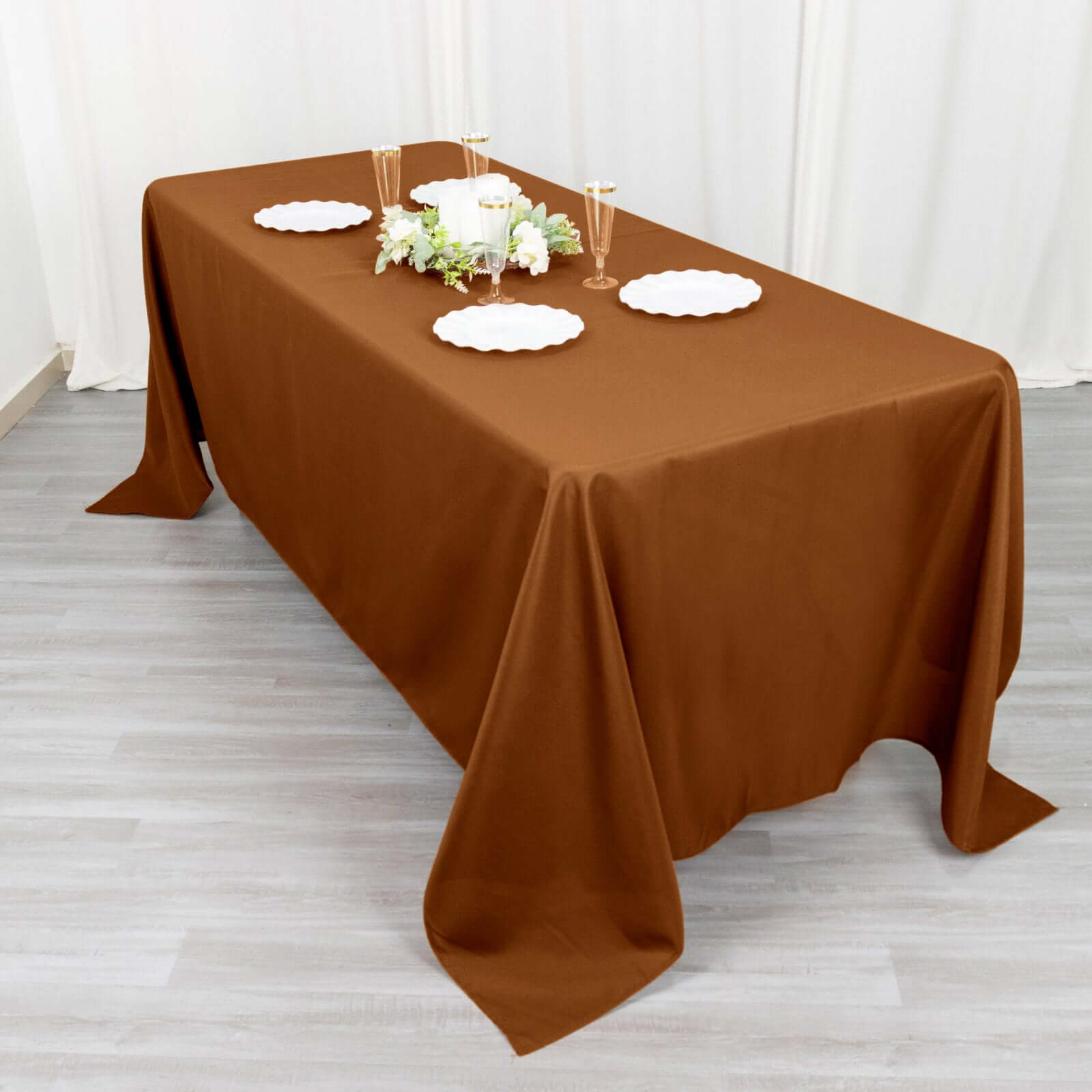 Polyester 72x120 Rectangle Tablecloth Cinnamon Brown - Durable and Stylish Table Cover