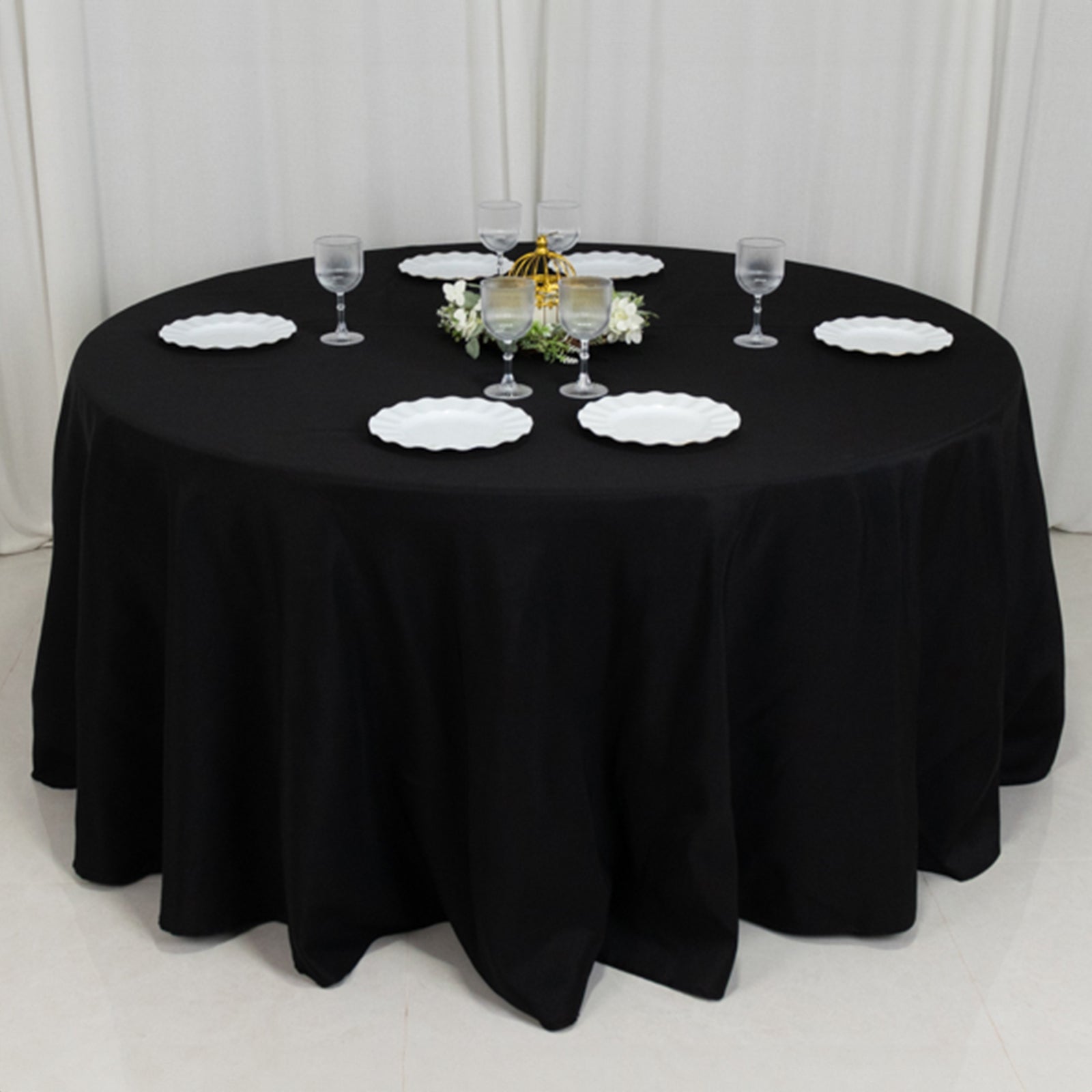 Fire Retardant Premium Polyester 120 Round Tablecloth Black - High-Performance Seamless Table Cover