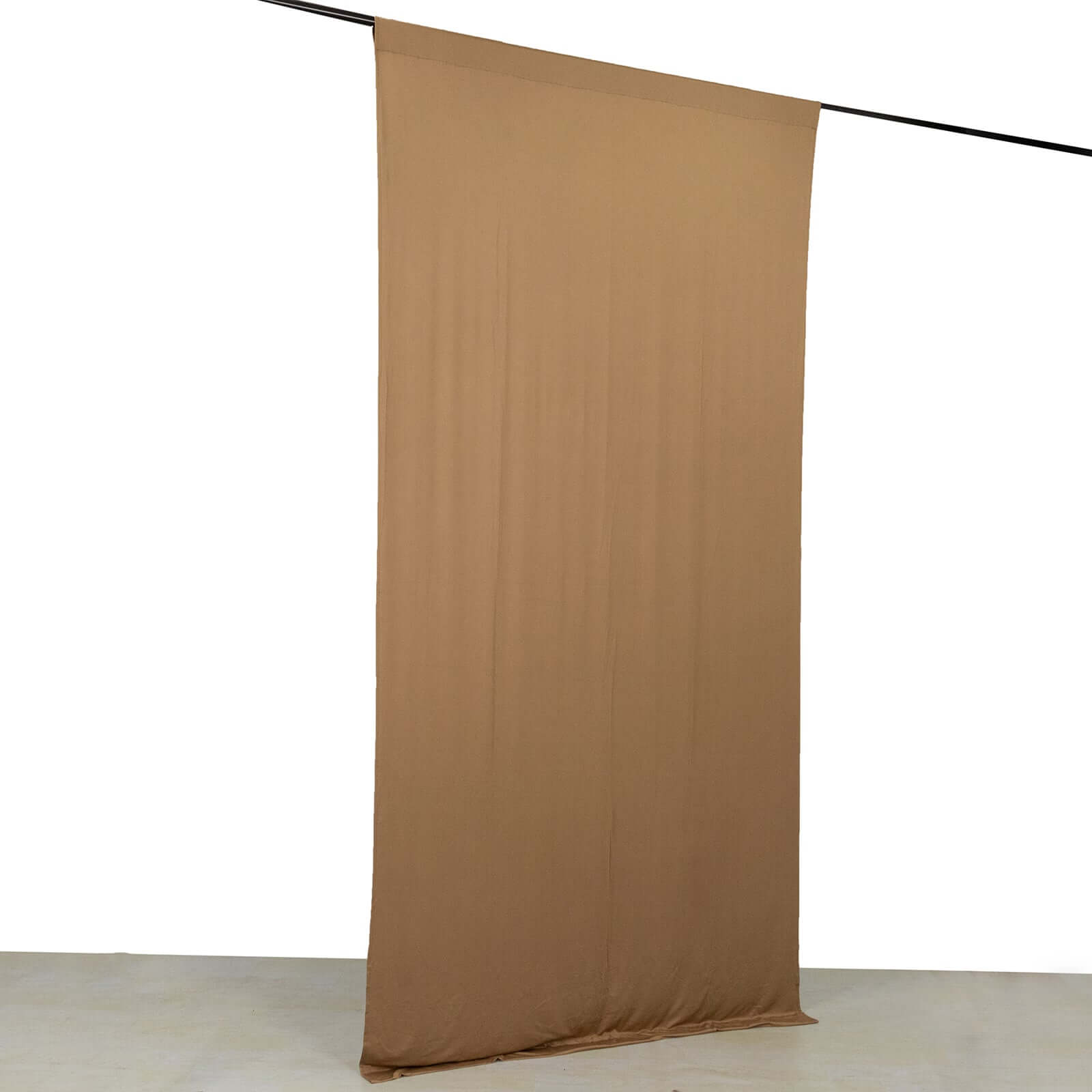 Taupe 4-Way Stretch Spandex Event Curtain Drapes, Wrinkle Free Backdrop Event Panel with Rod Pockets - 5ftx10ft