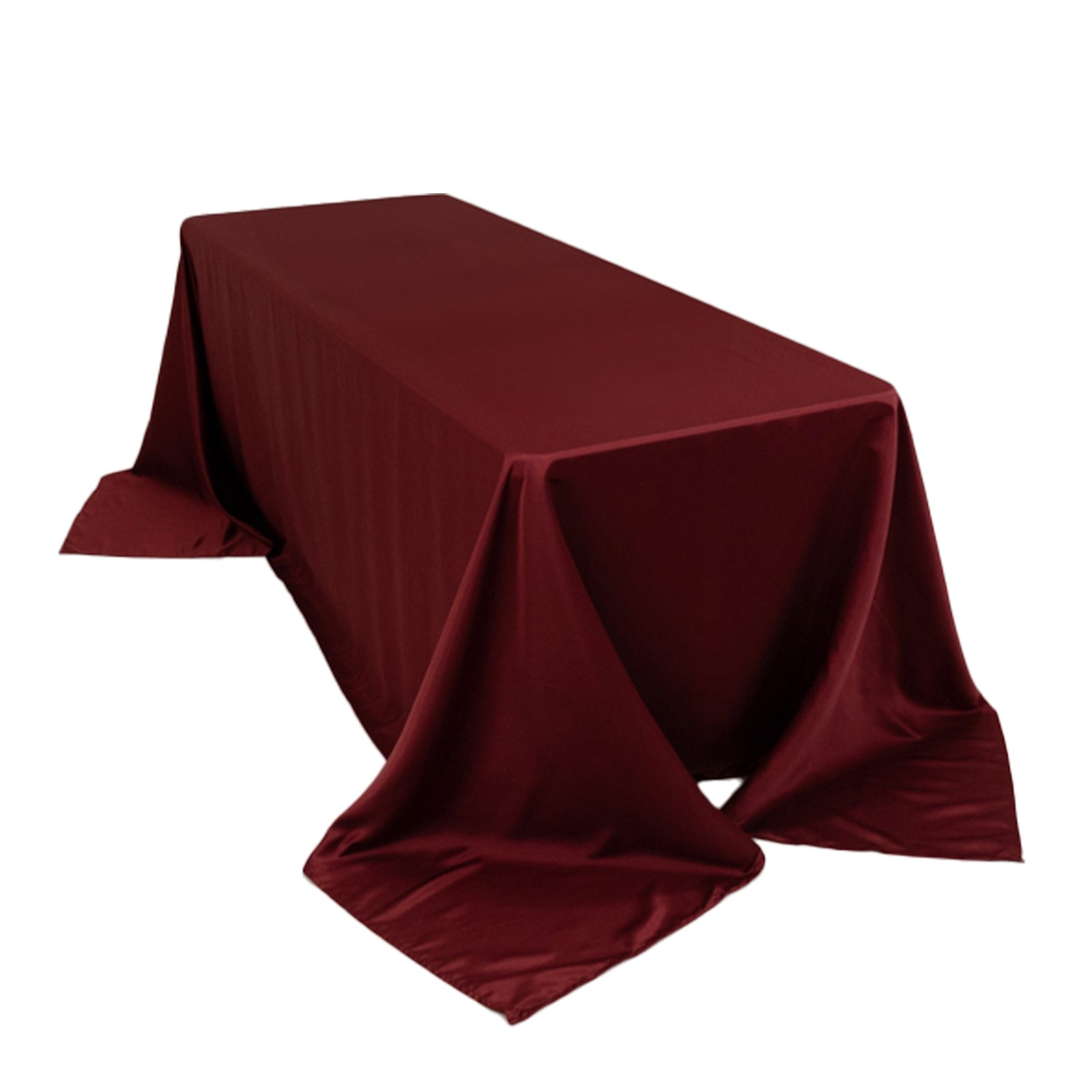 Lamour Satin 90x132 Rectangle Tablecloth Burgundy - Soft & Silk-Like Seamless Table Cover
