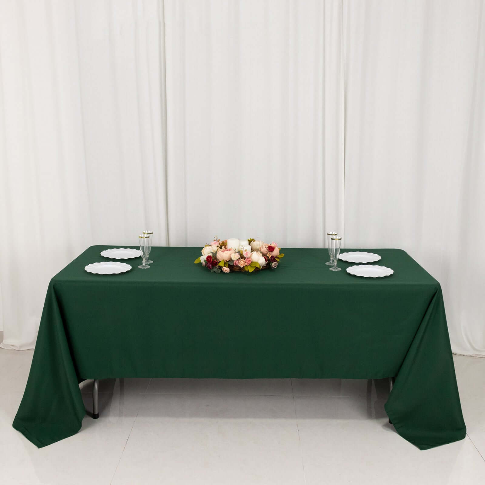 Premium Polyester 60x126 Rectangle Tablecloth Hunter Emerald Green - Stain-Resistant 220GSM Finish Table Cover