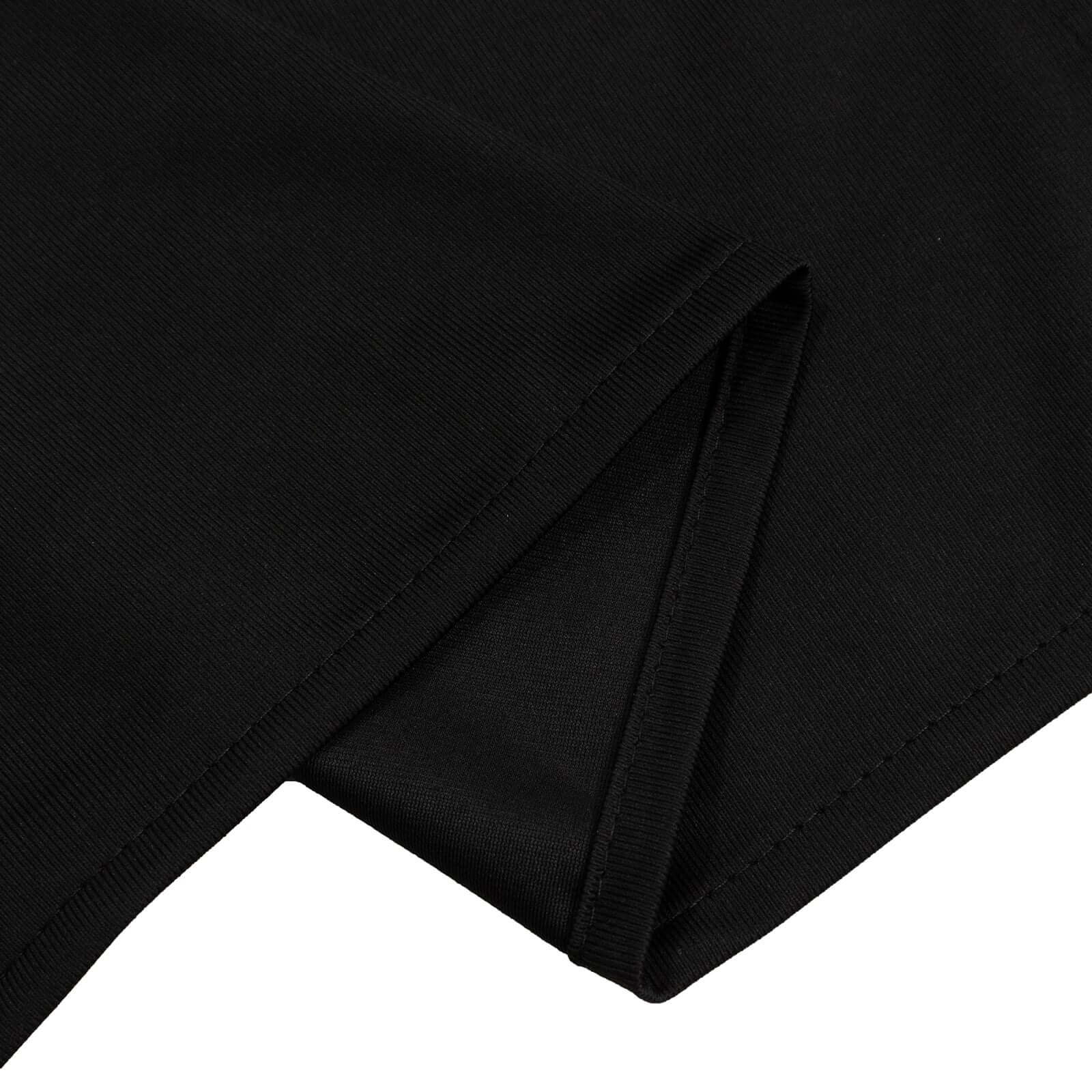 Black Scuba Polyester Event Curtain Drapes, Durable Flame Resistant Backdrop Event Panel Wrinkle Free with Rod Pockets - 5ftx14ft