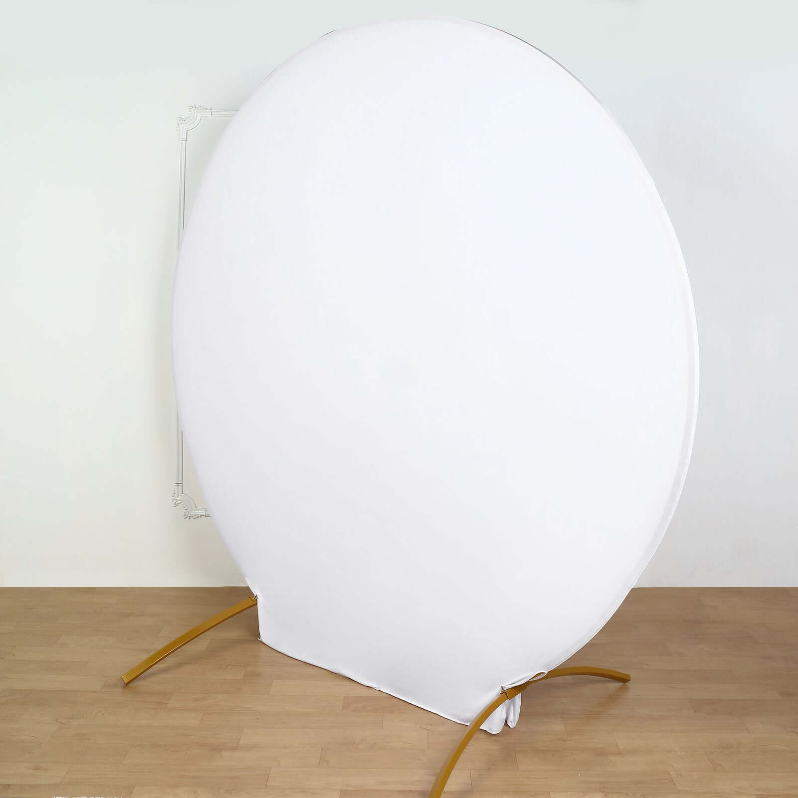 7.5ft White Round Spandex Fit Party Backdrop Stand Cover