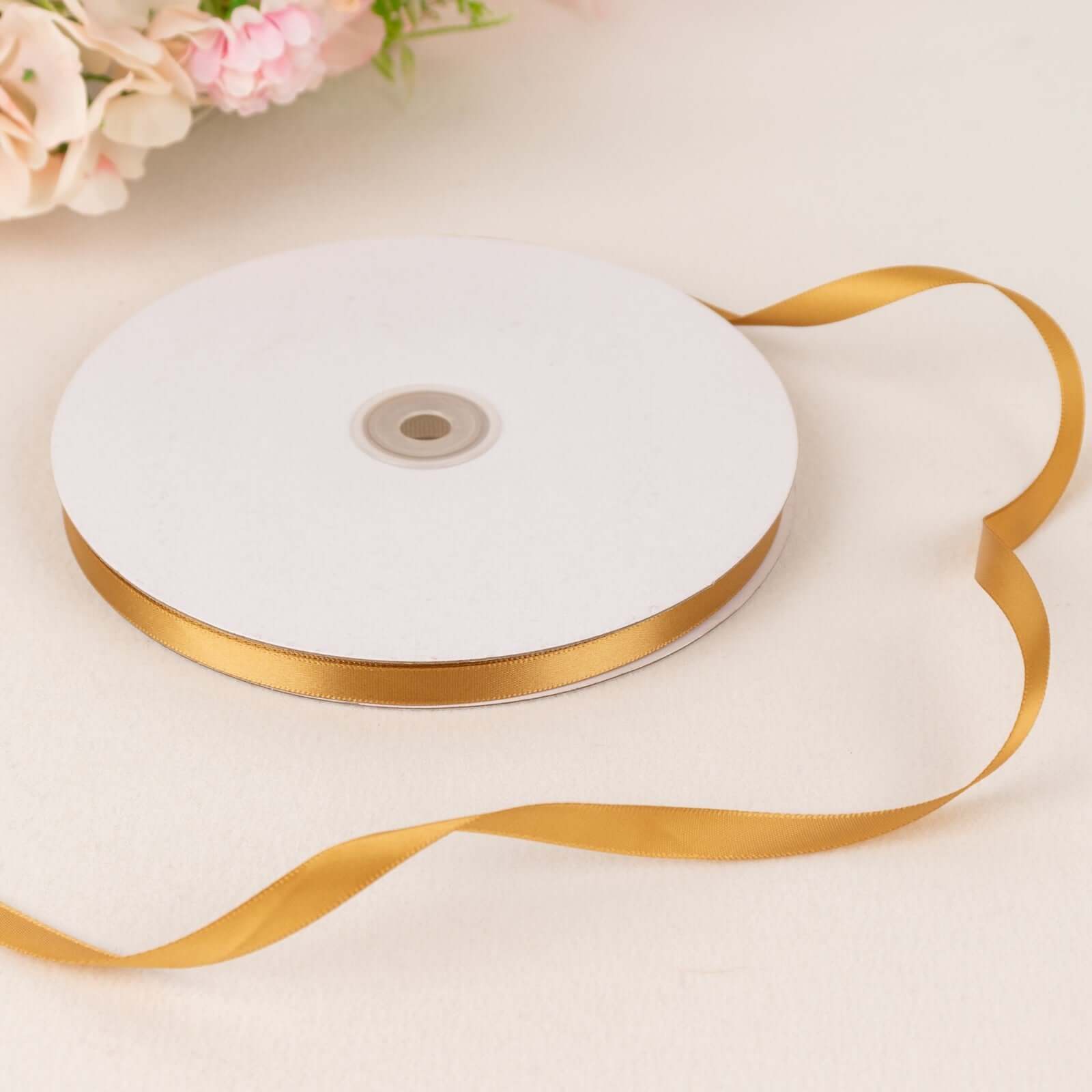 100 Yards 3 8 Gold Single Face Decorative Satin Ribbon