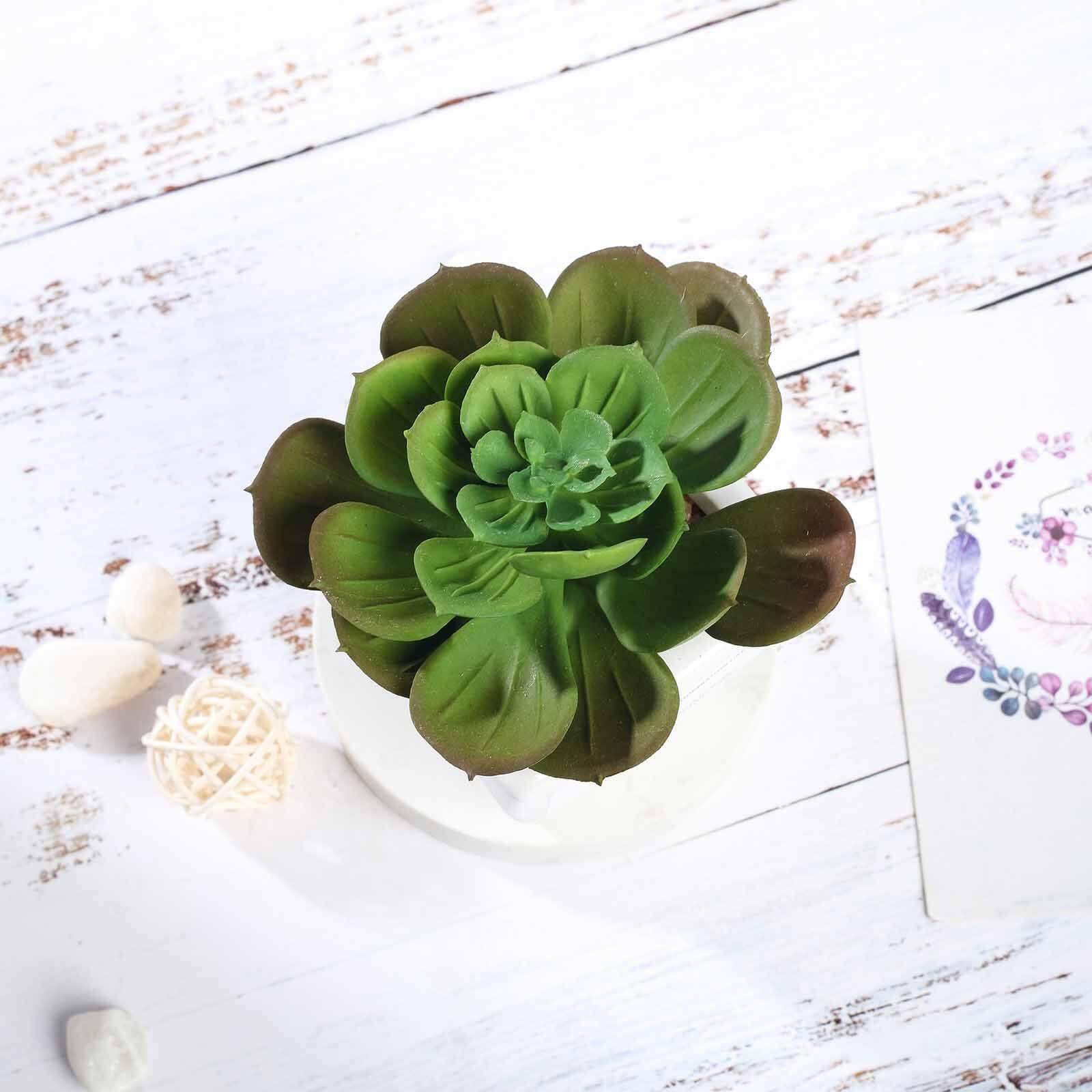 3-Pack Echeveria Artificial Succulents in Ceramic Pot - Lifelike Decorative Faux Plants for Home Office & Event Design 4