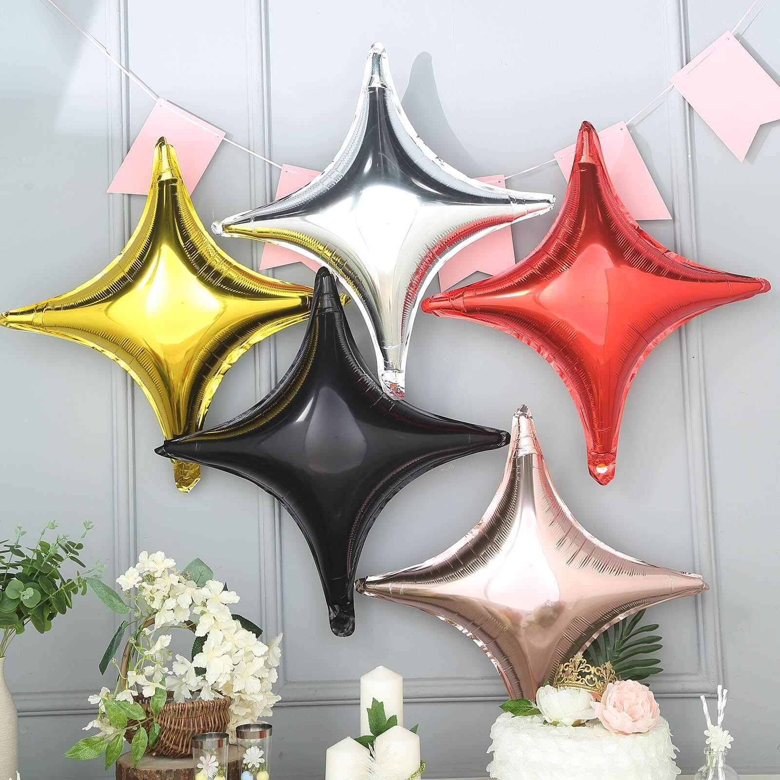 3 Pack 23 Shiny Red Quadrangle Star Mylar Foil Helium Air Balloon