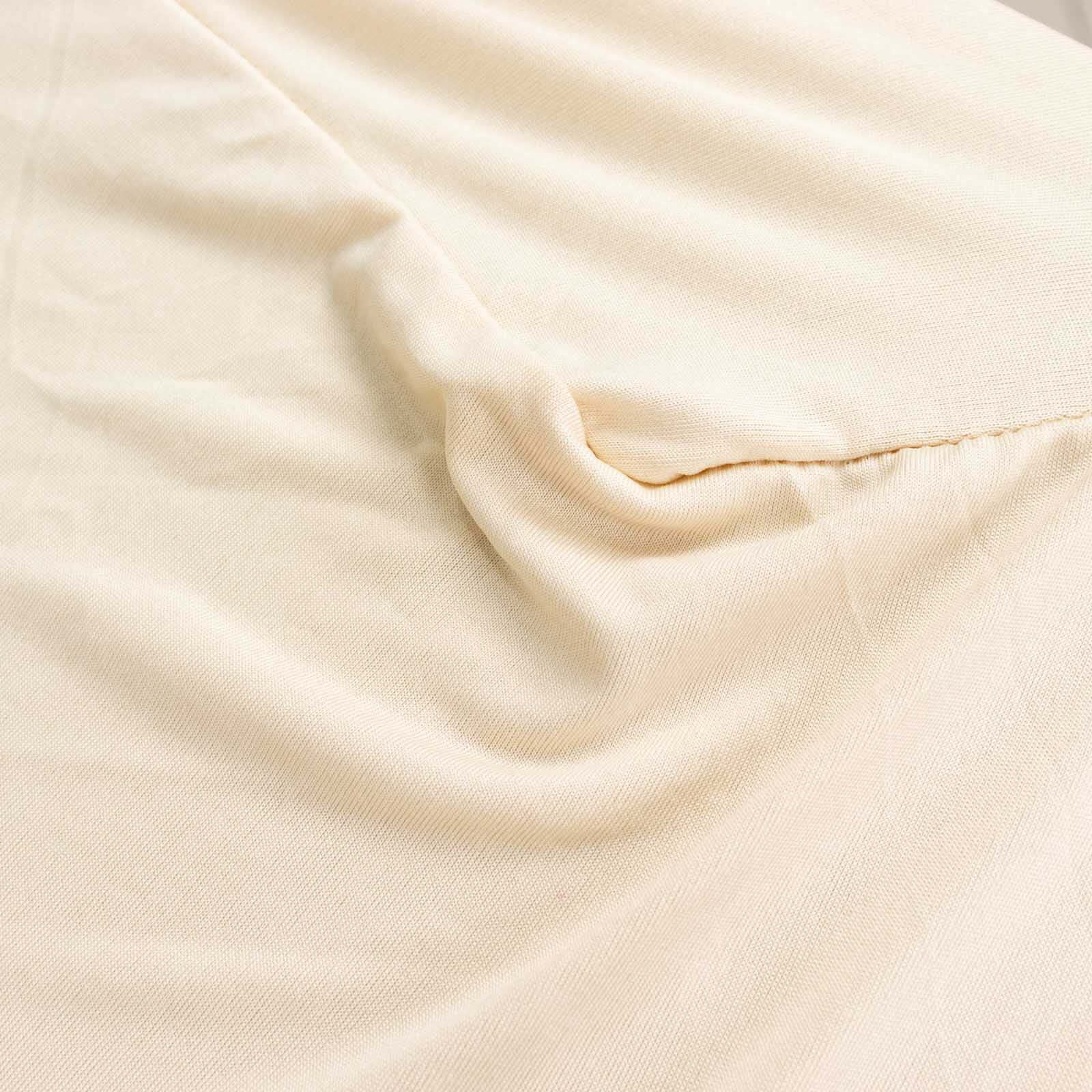 Stretch Spandex 48x30 Rectangle Tablecloth Beige - Durable Form-Fitting Table Cover