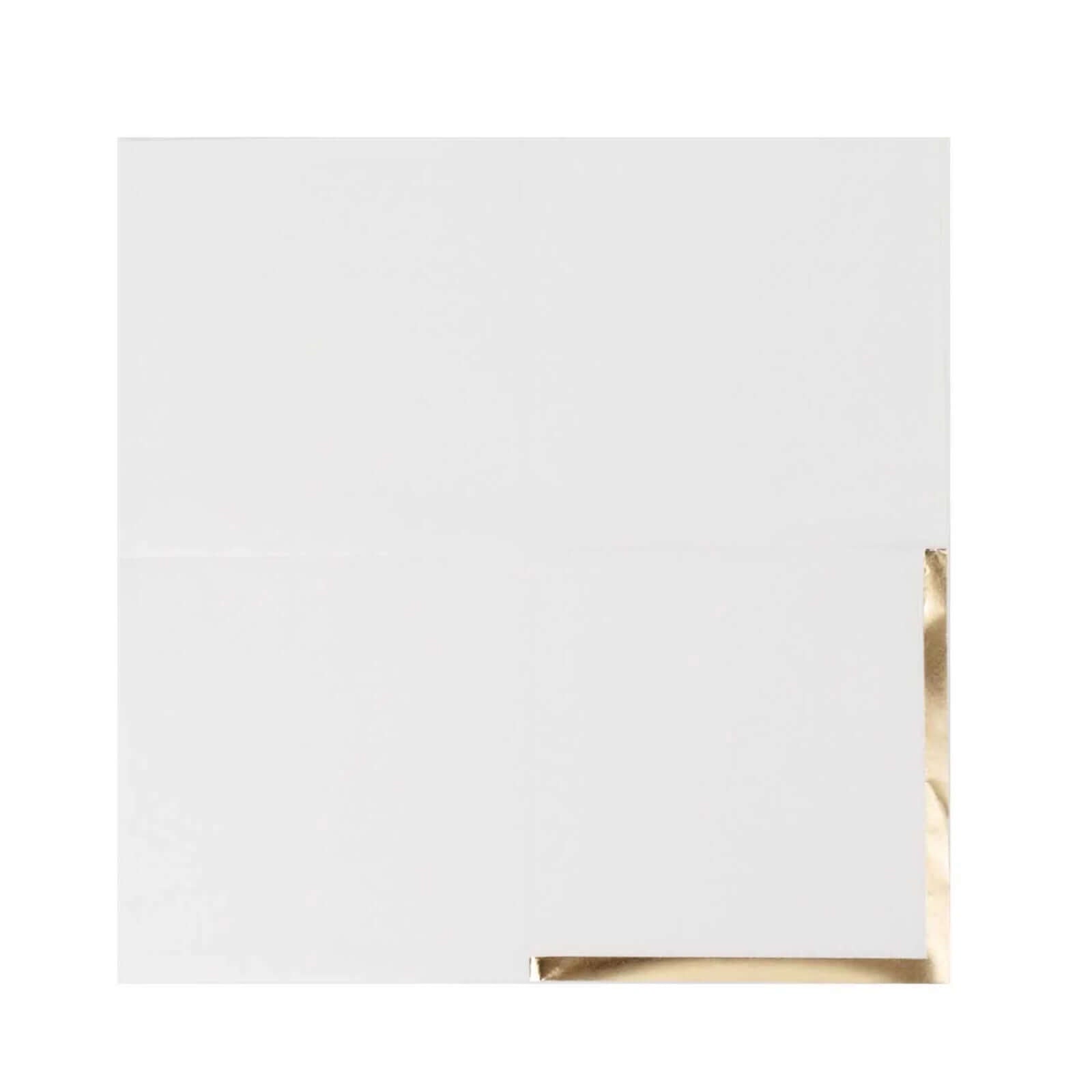 50-Pack Paper Beverage Napkins White with Gold Foil Edge - 2 Ply Disposable Soft 18GSM Cocktail Napkins for Events 5x5