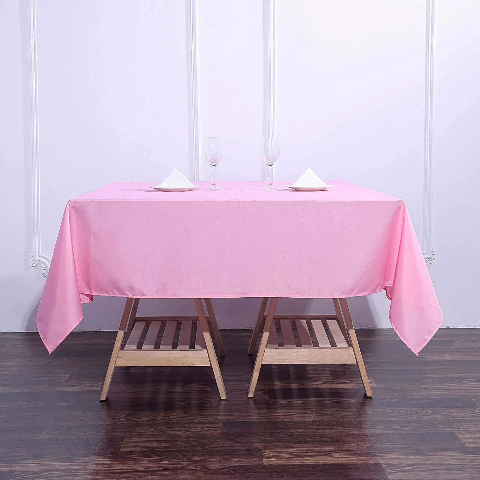 Polyester 70x70 Table Overlay Square Tablecloth Pink - Wrinkle-Resistant & Durable Table Cover