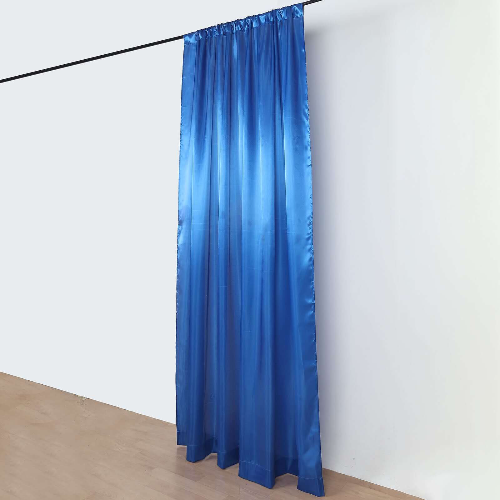 8ftx10ft Royal Blue Satin Event Curtain Drapes, Backdrop Event Panel