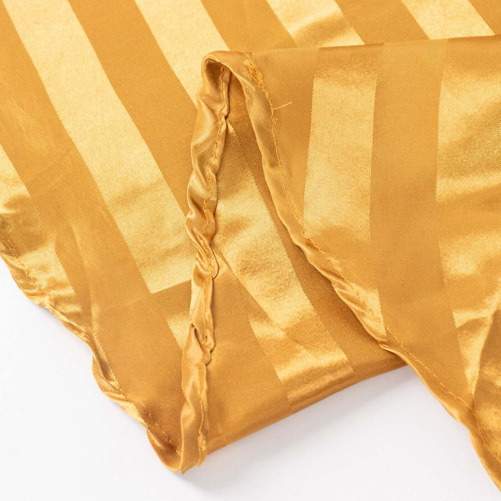 Satin Striped 90x132 Rectangular Tablecloth Gold Satin Stripe - Seamless Silky Smooth Table Cover