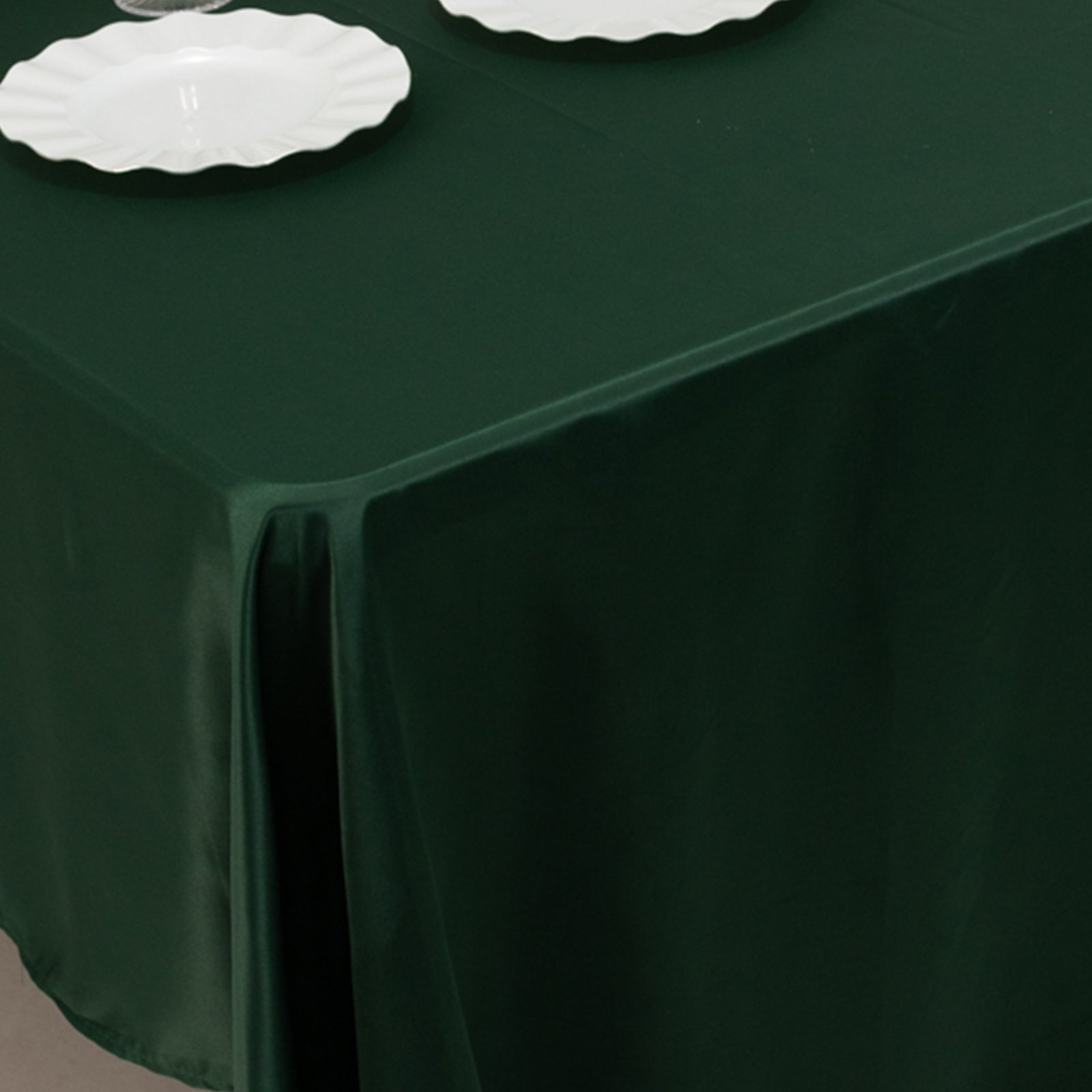 Lamour Satin 60x126 Rectangle Tablecloth Hunter Emerald Green - Soft & Silk-Like Table Cover