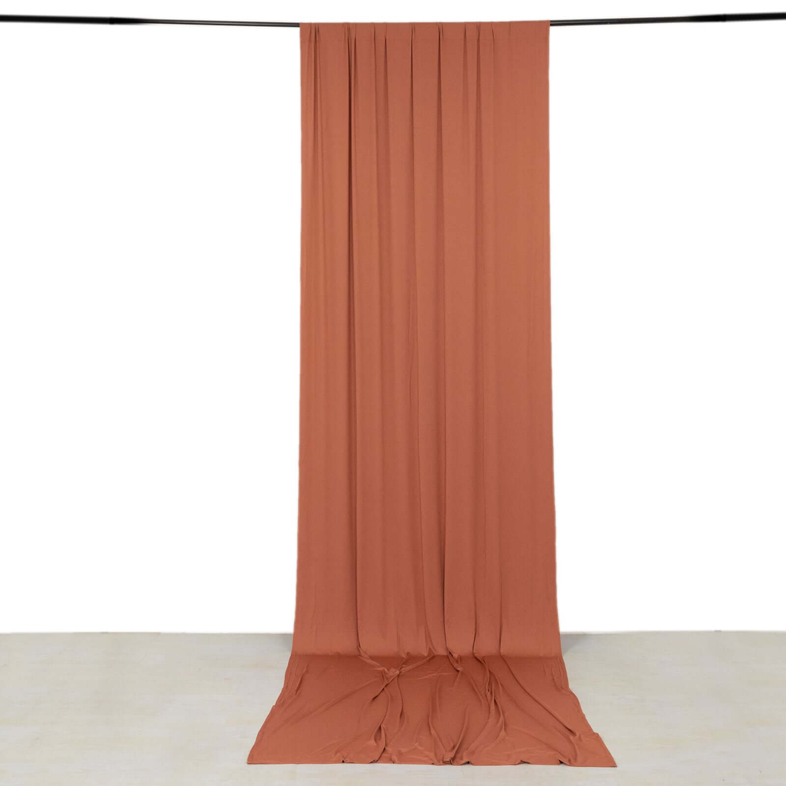 Terracotta (Rust) 4-Way Stretch Spandex Event Curtain Drapes, Wrinkle Free Backdrop Event Panel with Rod Pockets - 5ftx14ft