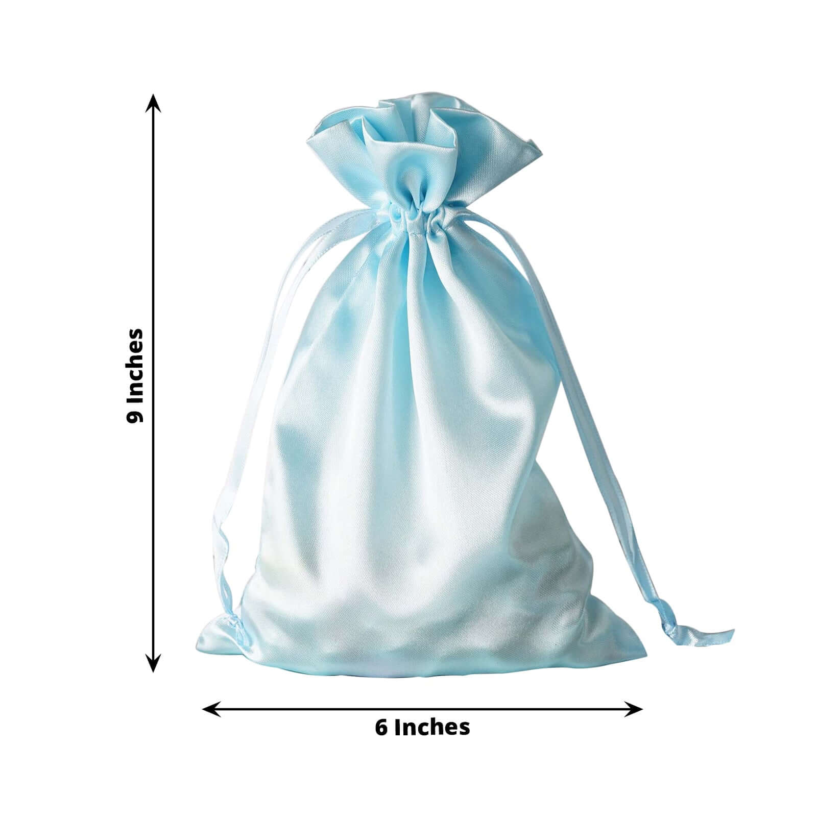 12 Pack 6x9 Light Blue Satin Wedding Party Favor Bags, Drawstring Pouch Gift Bags