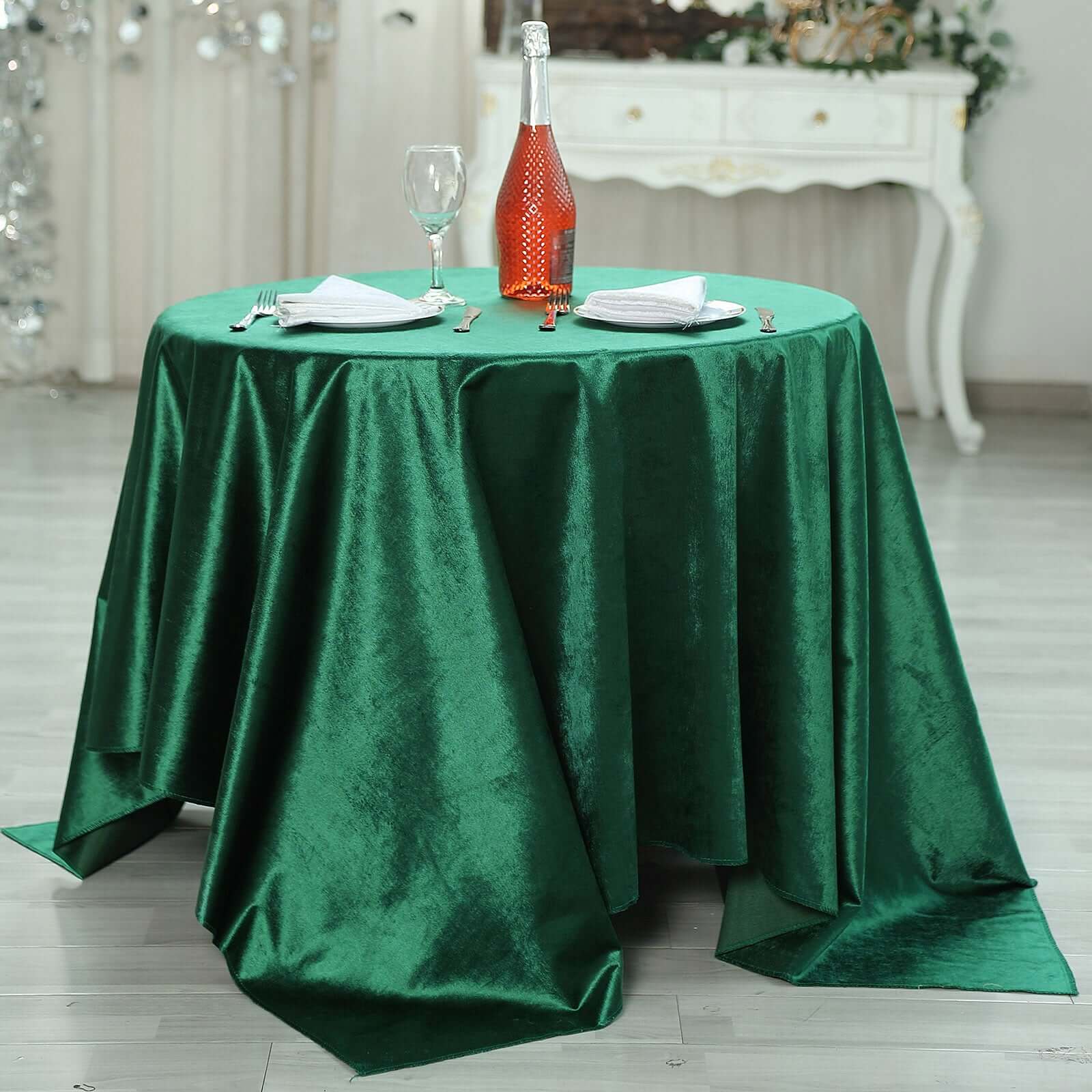 Velvet 72x72 Table Overlay Square Tablecloth Hunter Emerald Green - Premium Soft Finish Table Topper