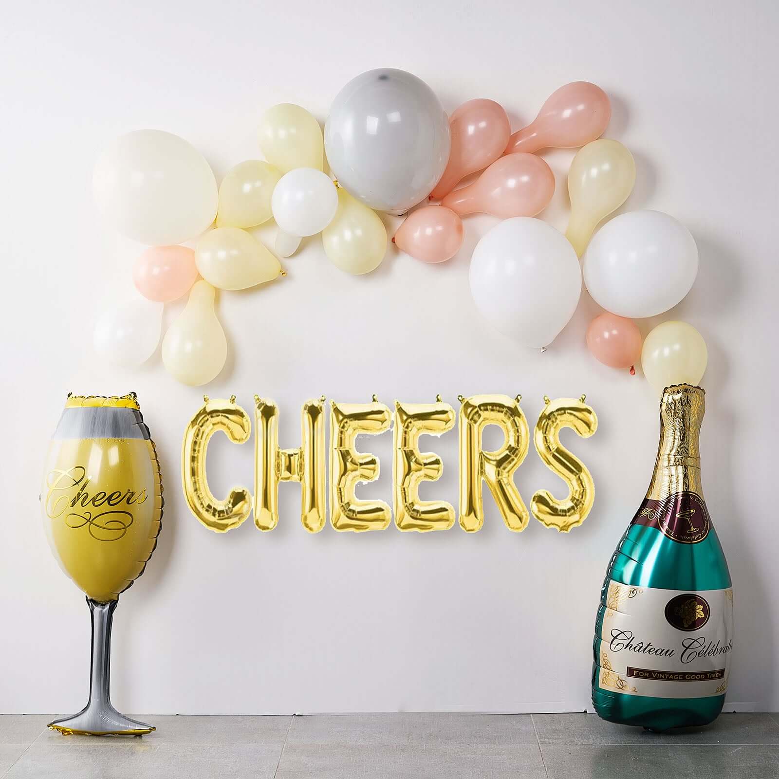 1 Pair 39 Champagne Bottle and Glass Mylar Foil Helium Air Balloons