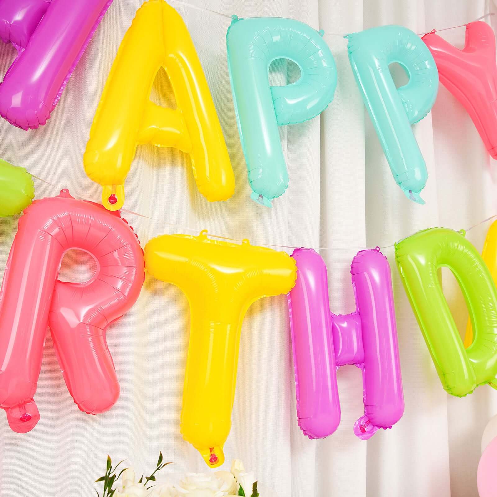 13 Ready-To-Use Colorful Happy Birthday Mylar Foil Balloon Banner