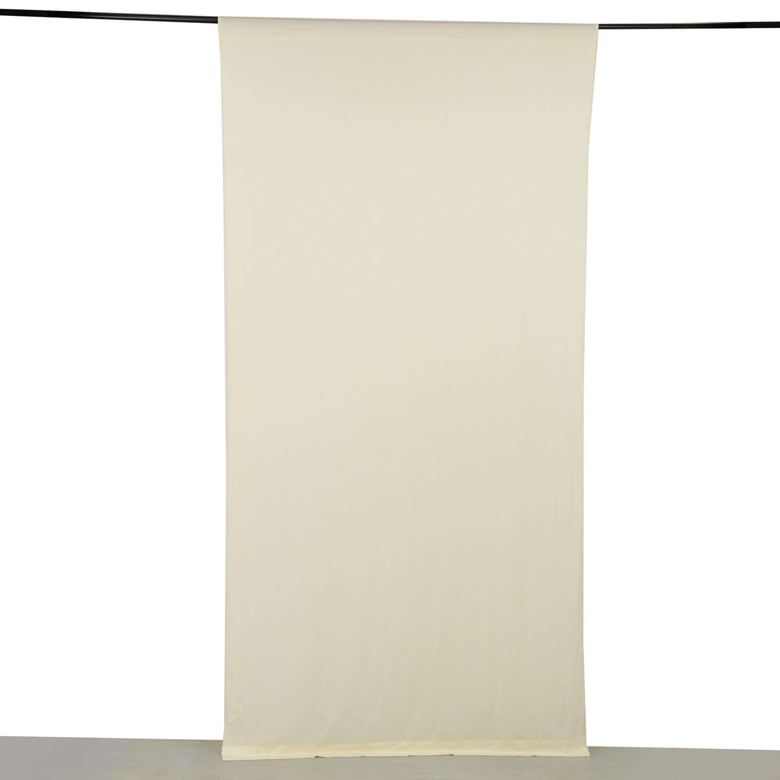 Ivory 4-Way Stretch Spandex Event Curtain Drapes, Wrinkle Free Backdrop Event Panel with Rod Pockets - 5ftx10ft