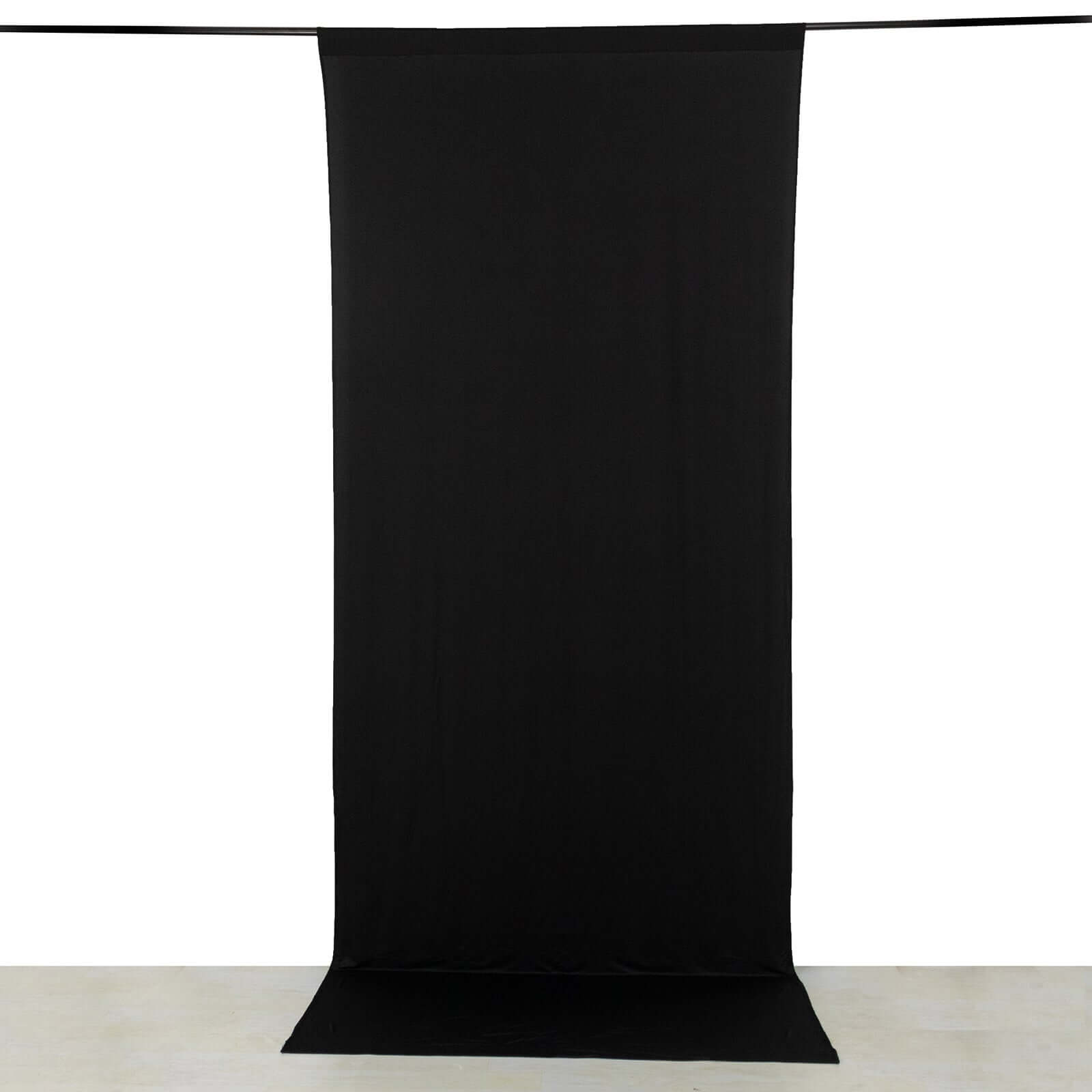 Black 4-Way Stretch Spandex Event Curtain Drapes, Wrinkle Free Backdrop Event Panel with Rod Pockets - 5ftx12ft