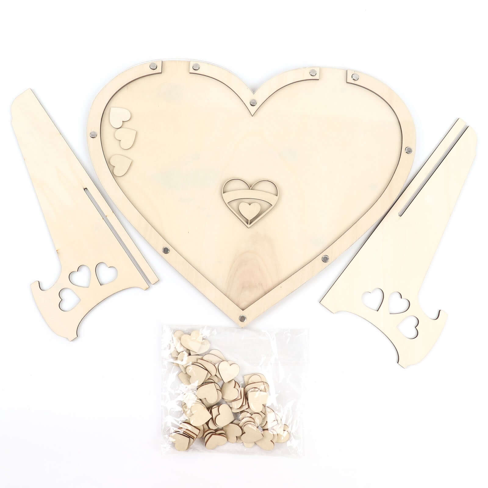 13 Wooden Heart Drop Top Frame Wedding Guest Book Alternative, Rustic Sign Display Stand