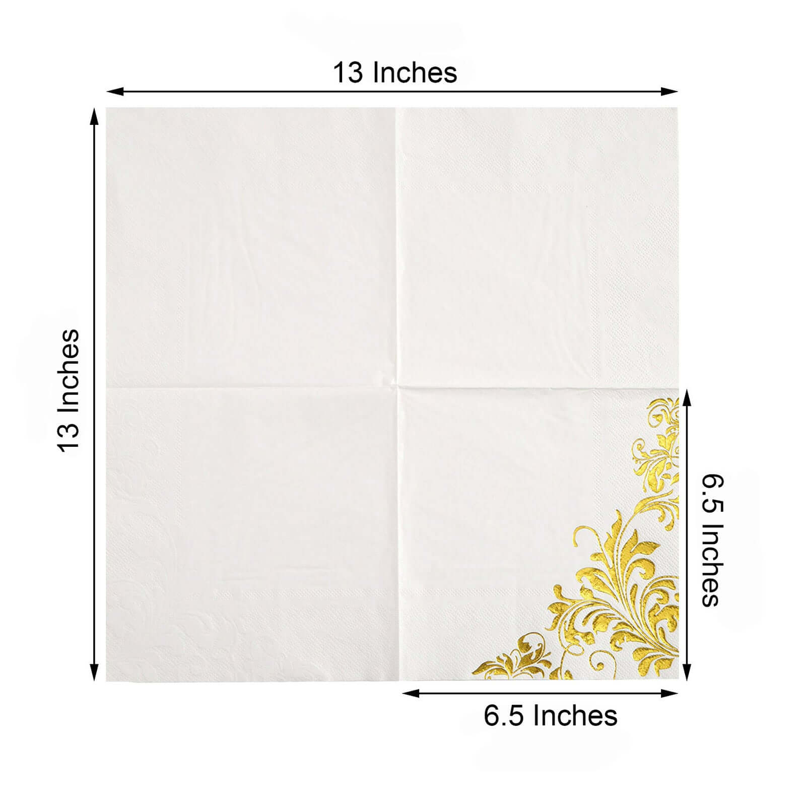 20-Pack Paper Dinner Napkins with Floral Design Metallic Gold - Disposable 3 Ply Cocktail Napkins for Weddings