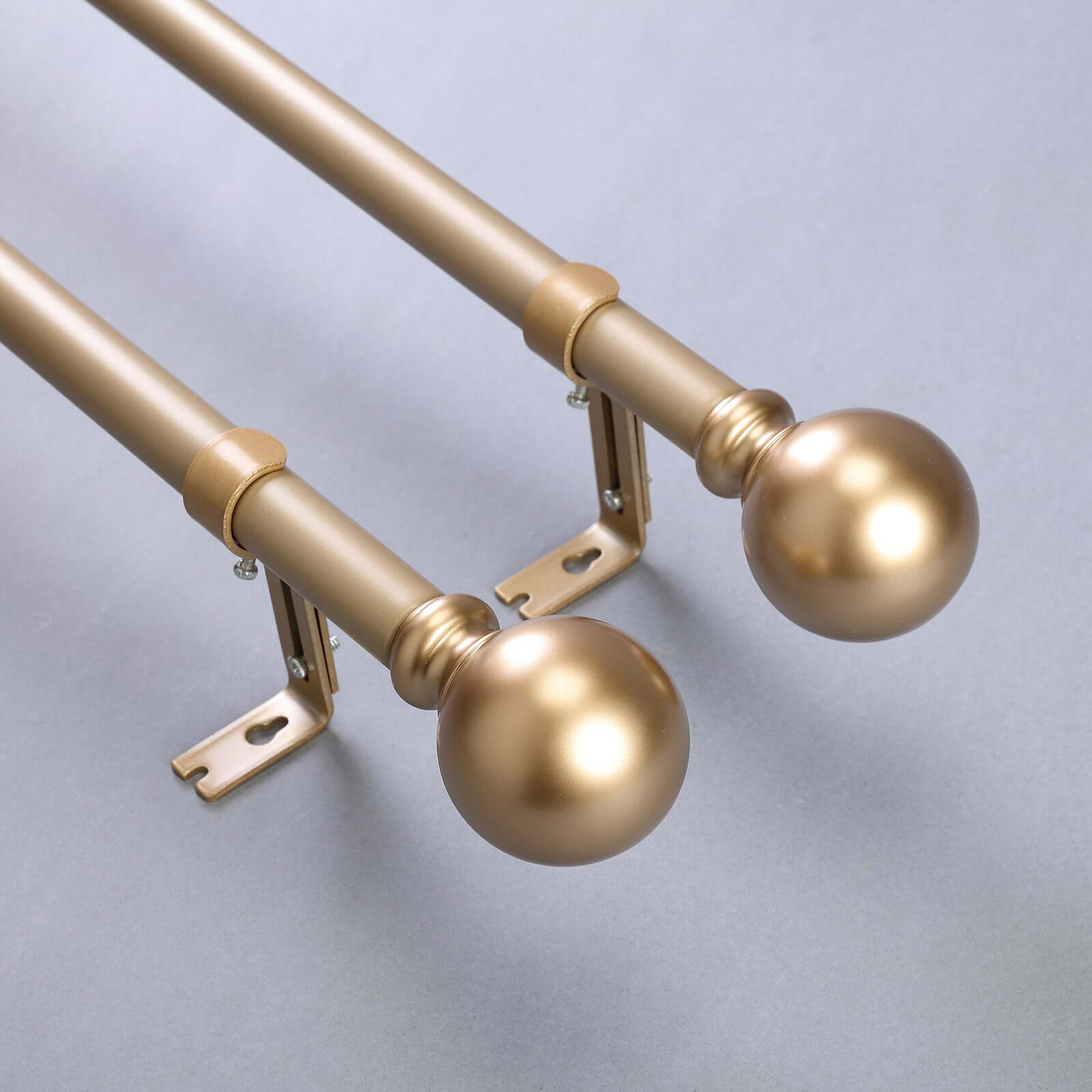 42-126 Adjustable Curtain Rod Set, Gold, Round Finials