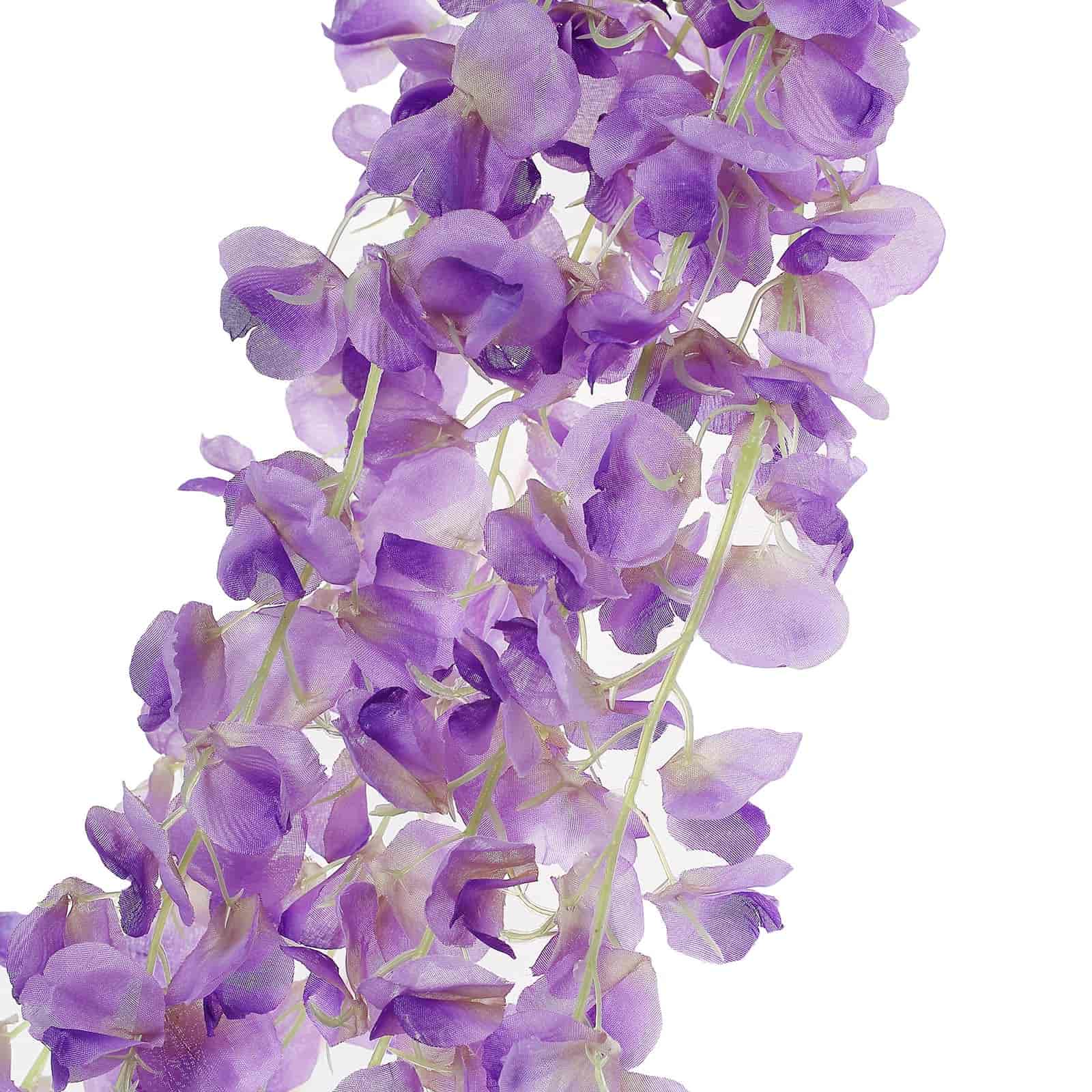 42 Silk Hanging Wisteria Flower Garland Vines in Lavender Lilac, Elaborated 5 Full Strands in 1 Bush