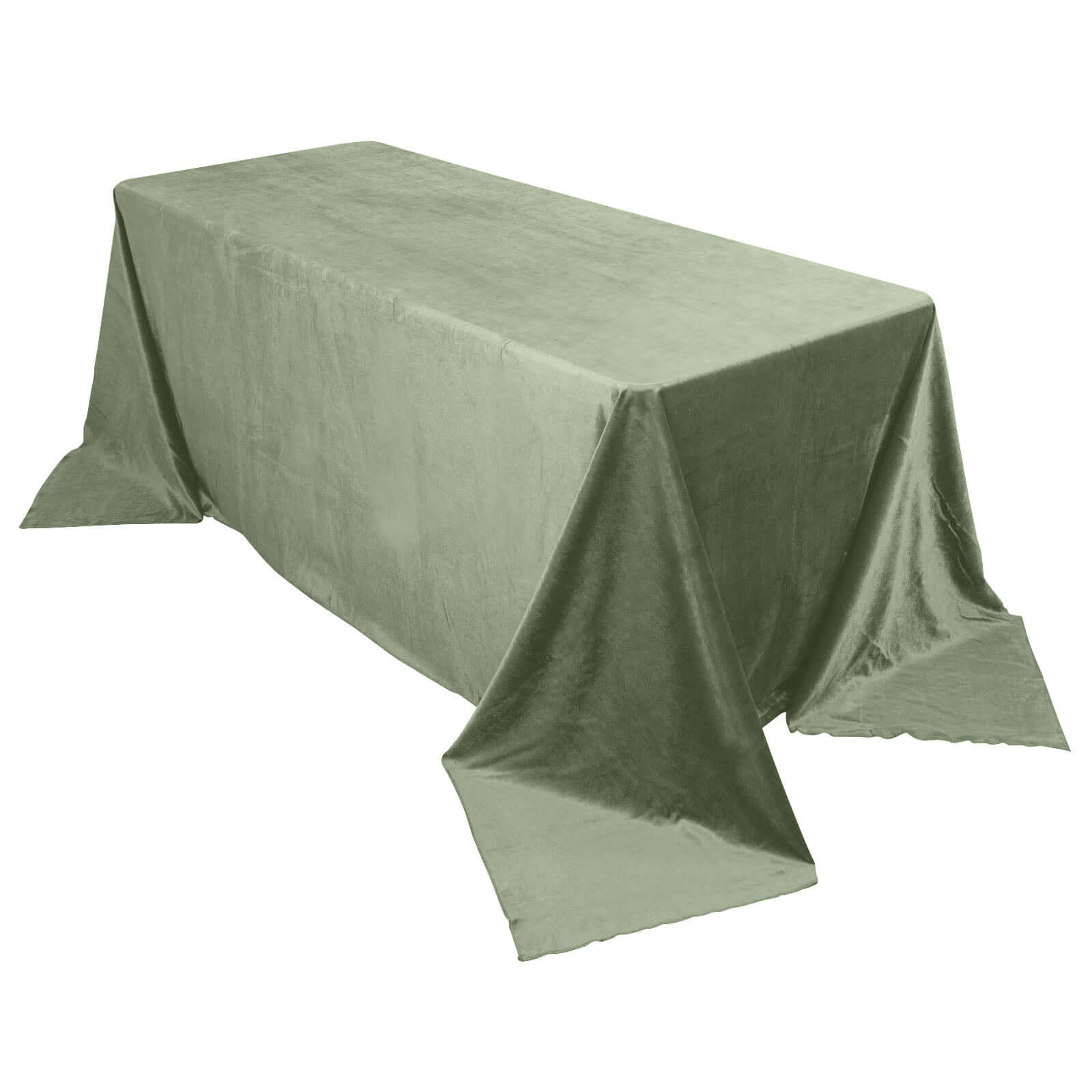 Premium Crushed Velvet 90x132 Rectangle Tablecloth Sage Green - Reusable Soft & Seamless Table Cover