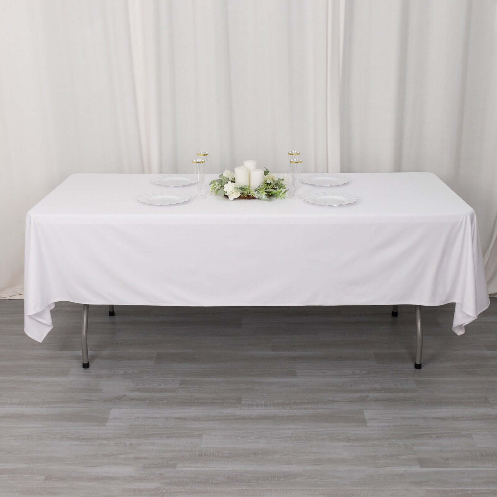 Premium Scuba Rectangular 60x102 Tablecloth White - Wrinkle Free & Stain Resistant Table Cover for Weddings and Banquets