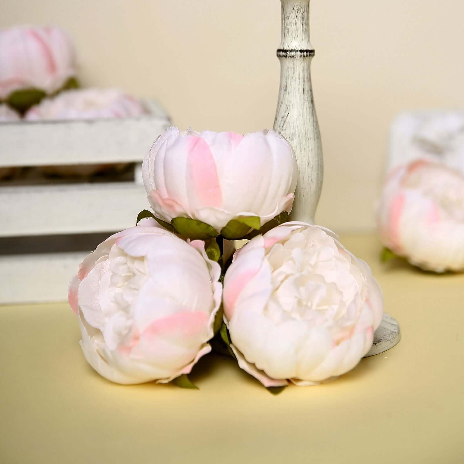 10-Pack Artificial Peony Flower Heads Blush - Versatile Faux Craft Flowers for DIY Event Styling Scrapbooking & Floral Arrangements 3