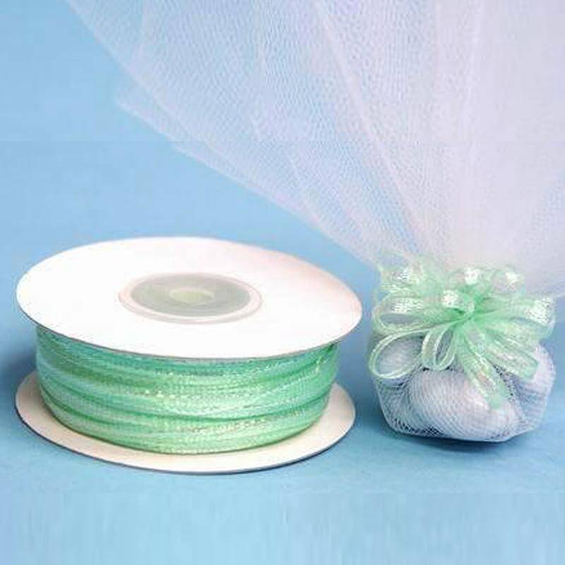 50 Yards 1 8 Mint Organza Pull String Bows Ribbon - Clearance SALE